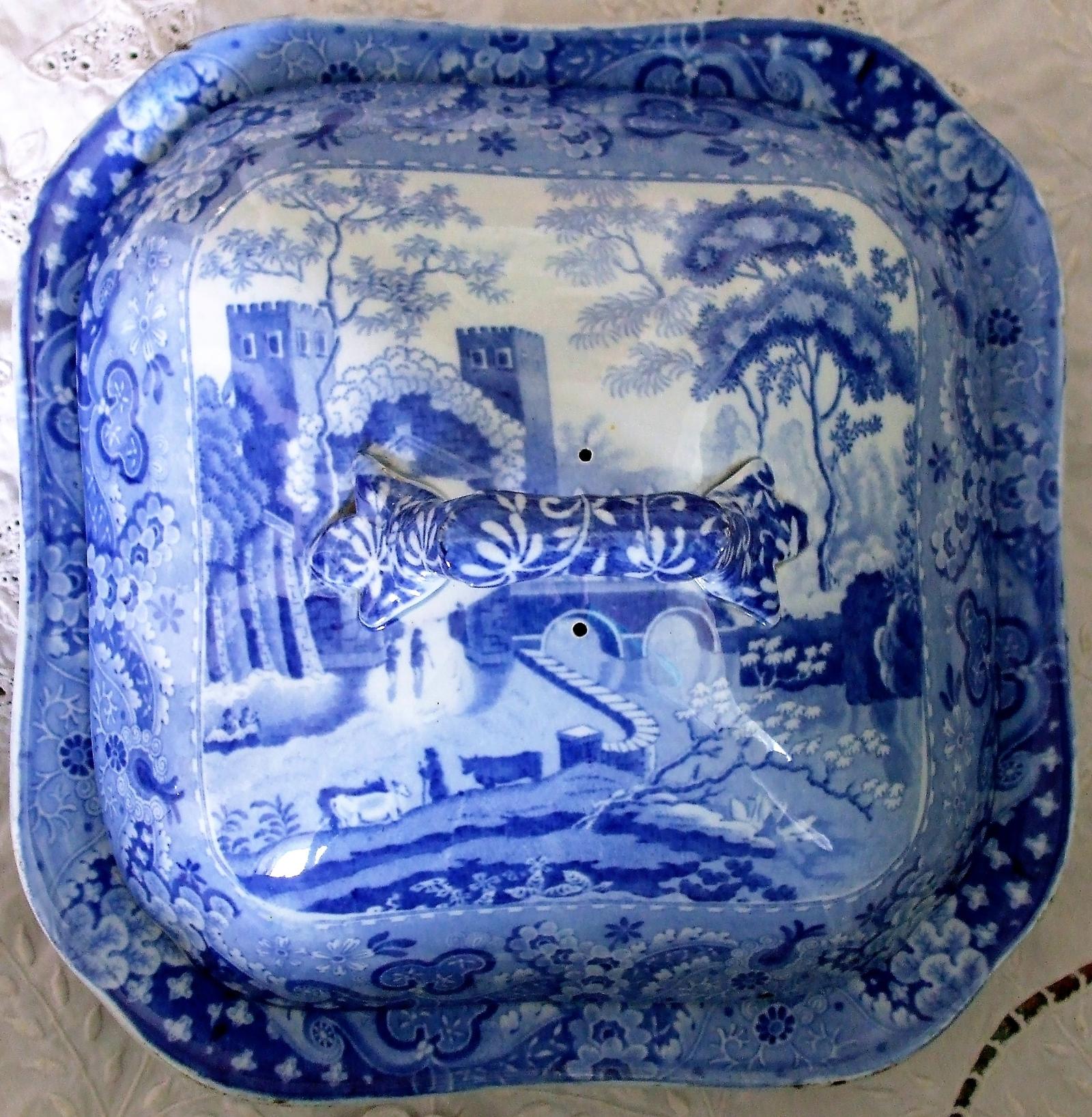 Georgian Blue & White "Castle" Vegetable Tureen ~ Clews (1 of 5)