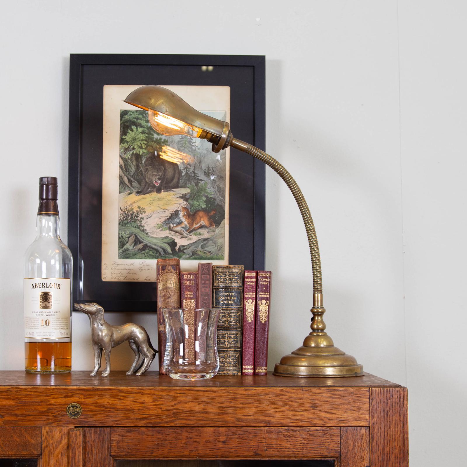 Good Brass Gooseneck Desk Lamp c.1915 (1 of 8) Good Brass Gooseneck Desk Lamp c.1915 (1 of 8)