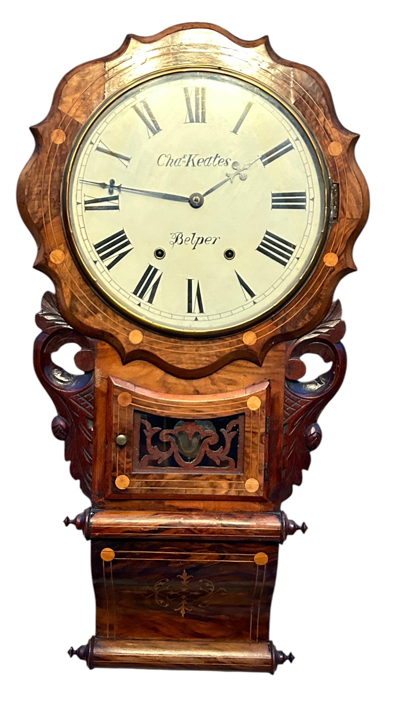 Wonderful Walnut & Flame Mahogany Drop Dial Wall Clock (1 of 14) Wonderful Walnut & Flame Mahogany Drop Dial Wall Clock (1 of 14)