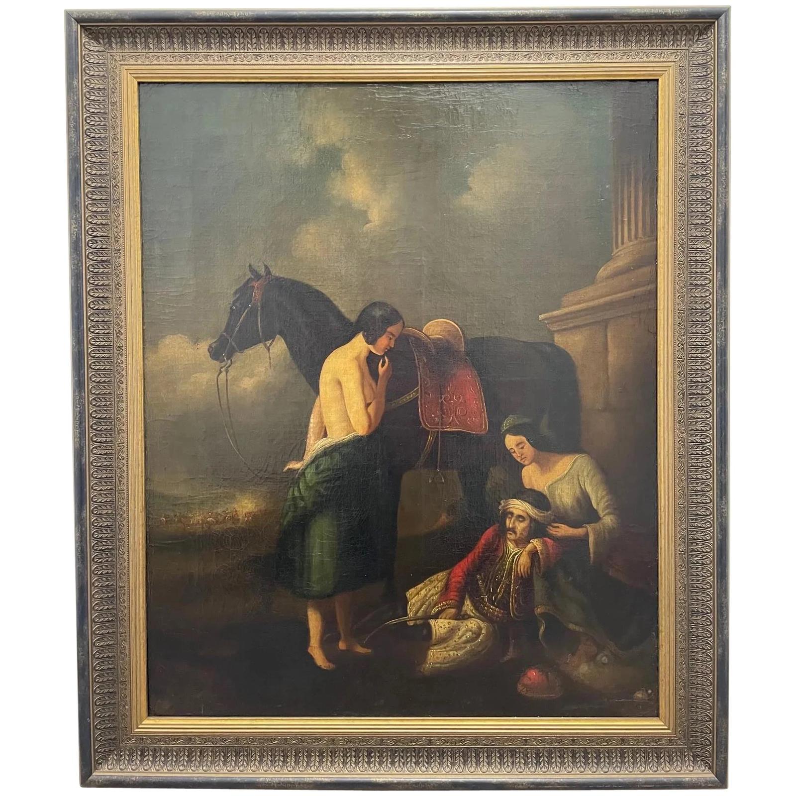19th Century Oil Painting Battle - The Wounded Greek Attributed Abraham Cooper RA (1 of 48)