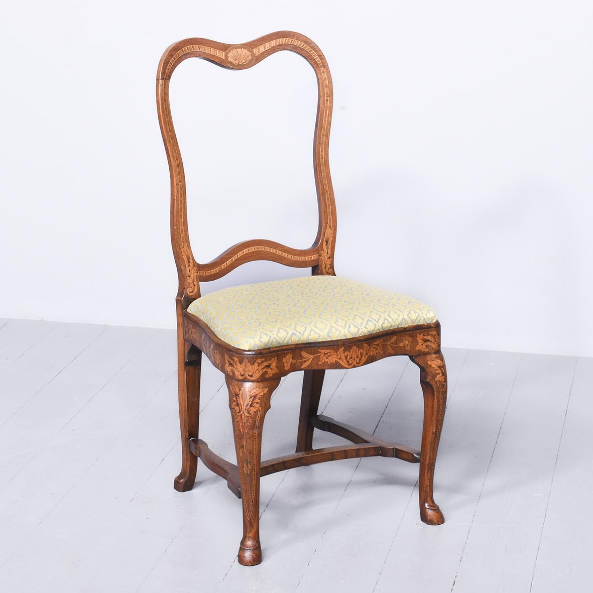 Victorian Dutch Marquetry Inlaid Walnut Side Chair (1 of 7)