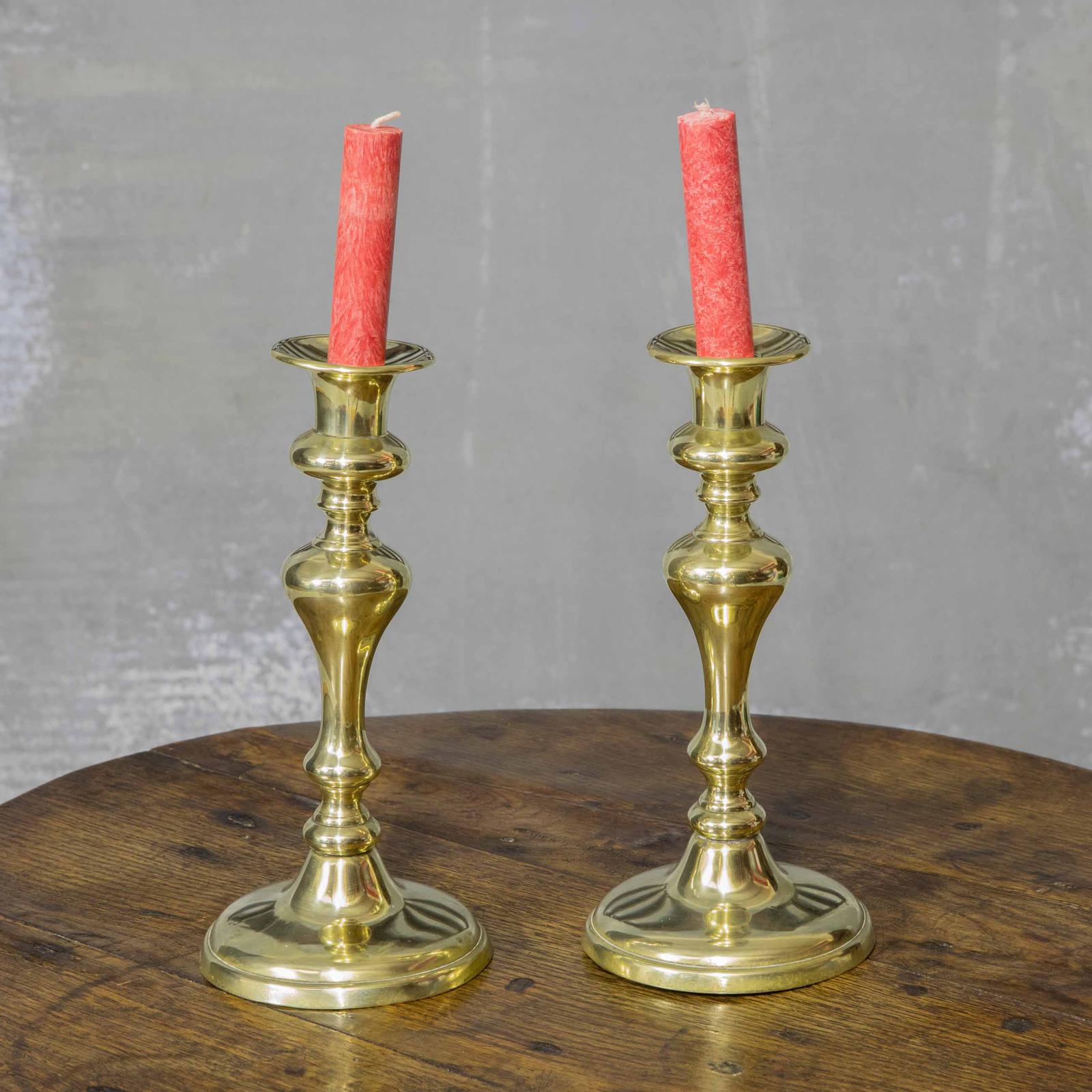 Pair of Early 19th Century Brass Candlesticks (1 of 7)