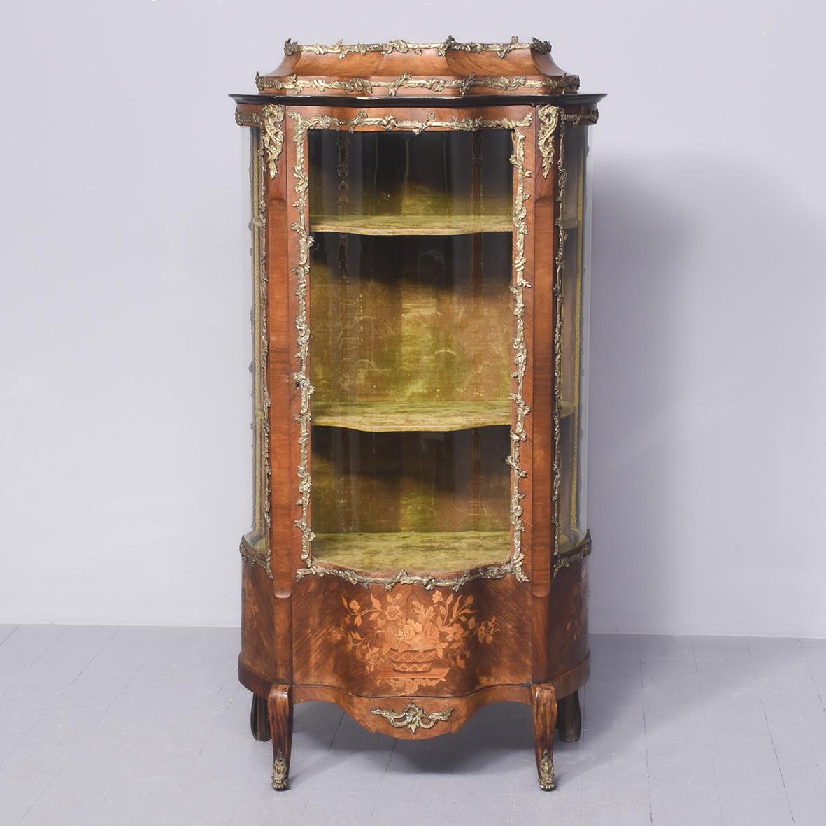Decorative 19th Century Inlaid French Walnut Display Cabinet (1 of 11)