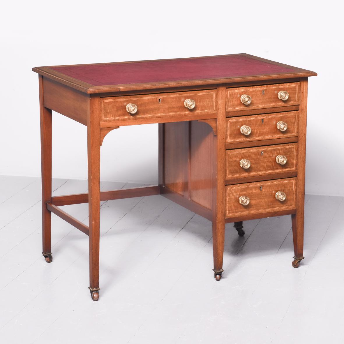 Quality Neat-sized Edwardian Sheraton Style Writing Desk (1 of 7)