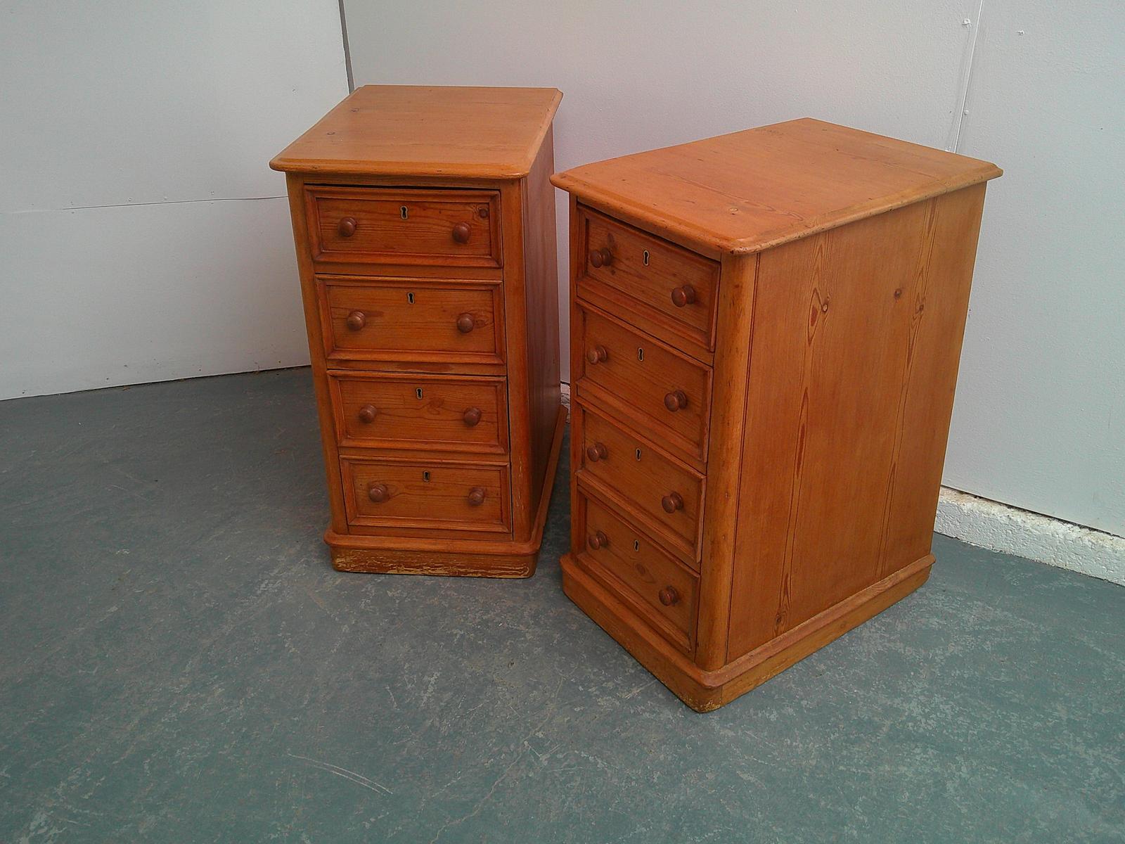 Rare Pair of Antique Pine Waxed Victorian 4 Drawer Bedside Cabinets (1 of 10)