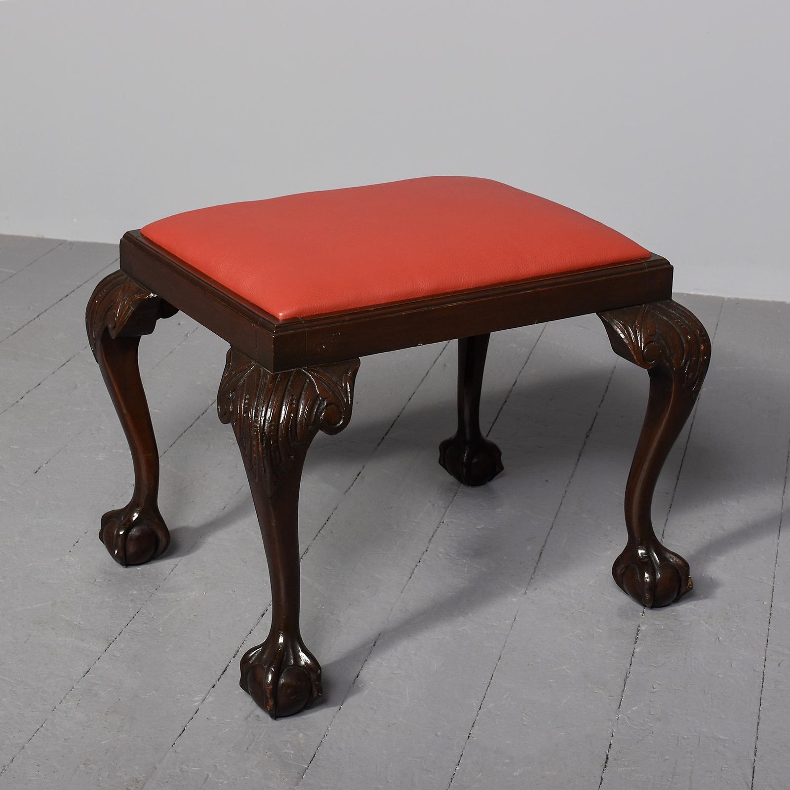Quality 19th Century Georgian-style Carved Mahogany Cabriole Leg Stool (1 of 6)