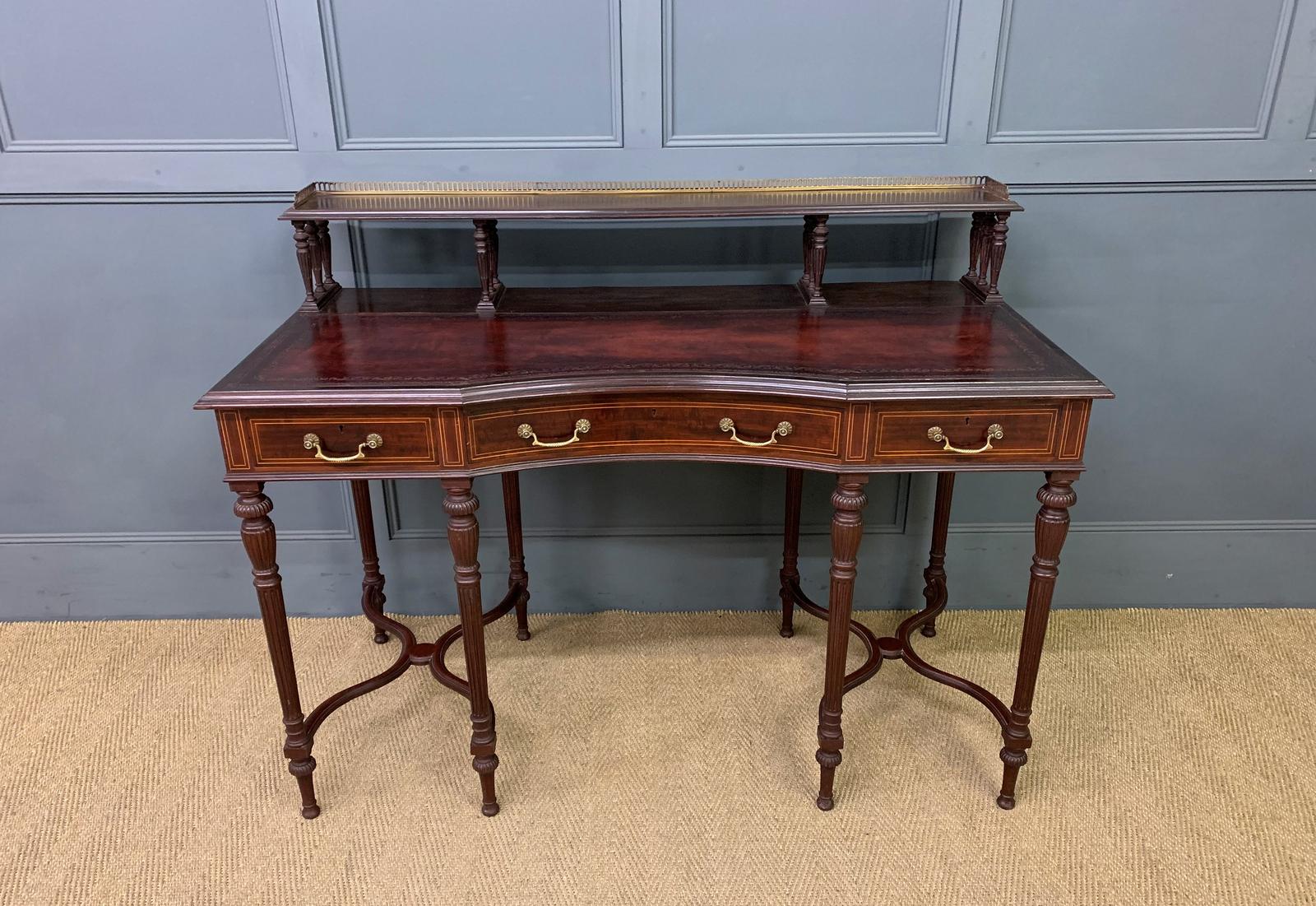 Inlaid Mahogany Writing Desk by Collinson and Lock (1 of 17)