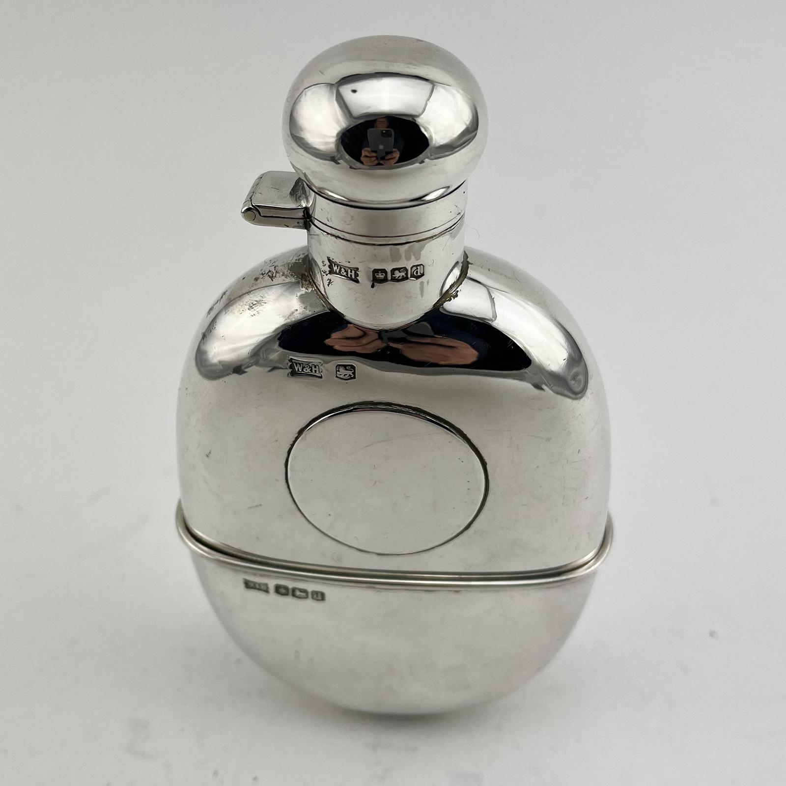 Walker & Hall Sterling Silver Hip Flask with Oval Body (1 of 6) Walker & Hall Sterling Silver Hip Flask with Oval Body (1 of 6)