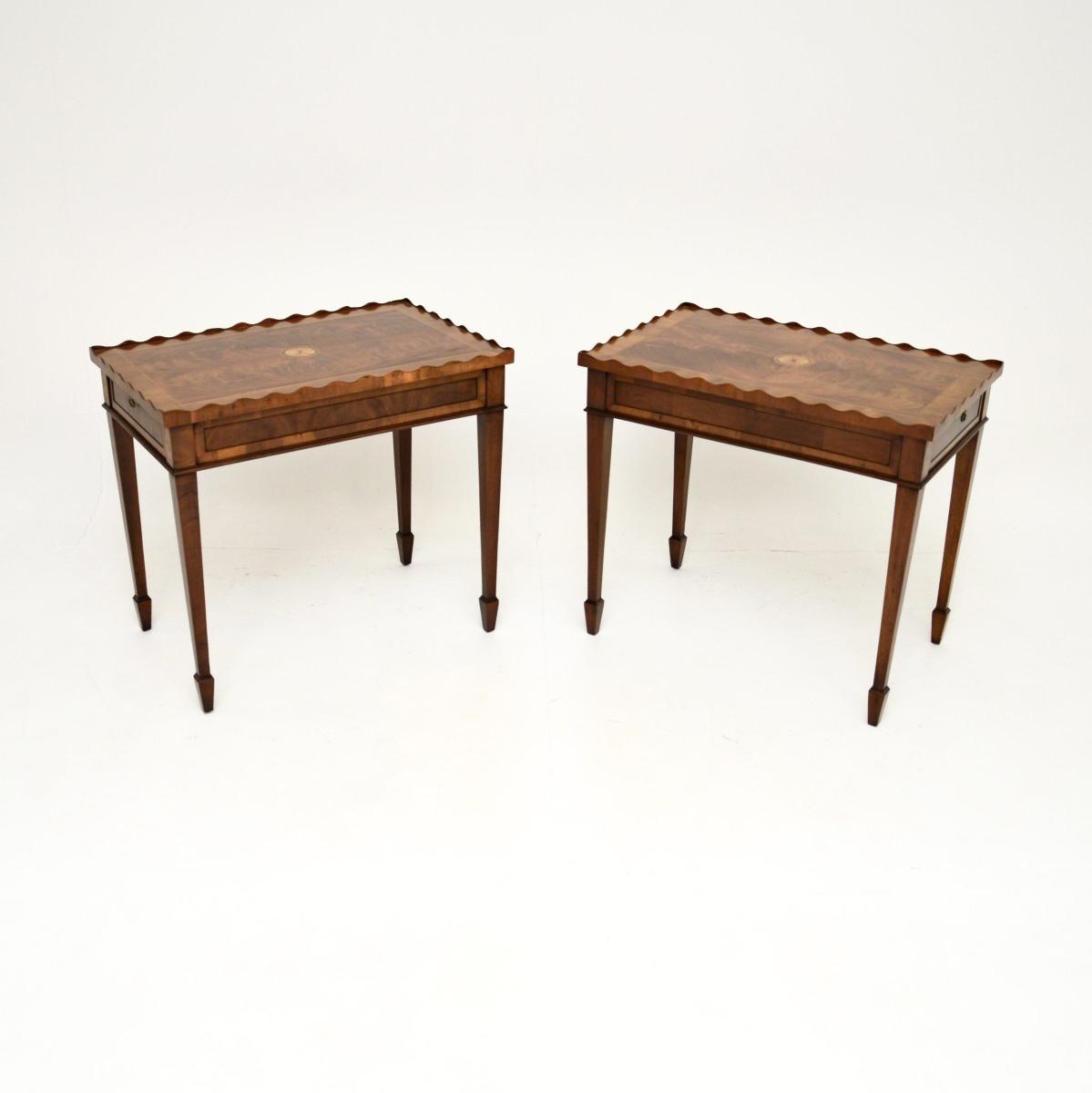 Pair of Inlaid Mahogany Side Tables (1 of 8)
