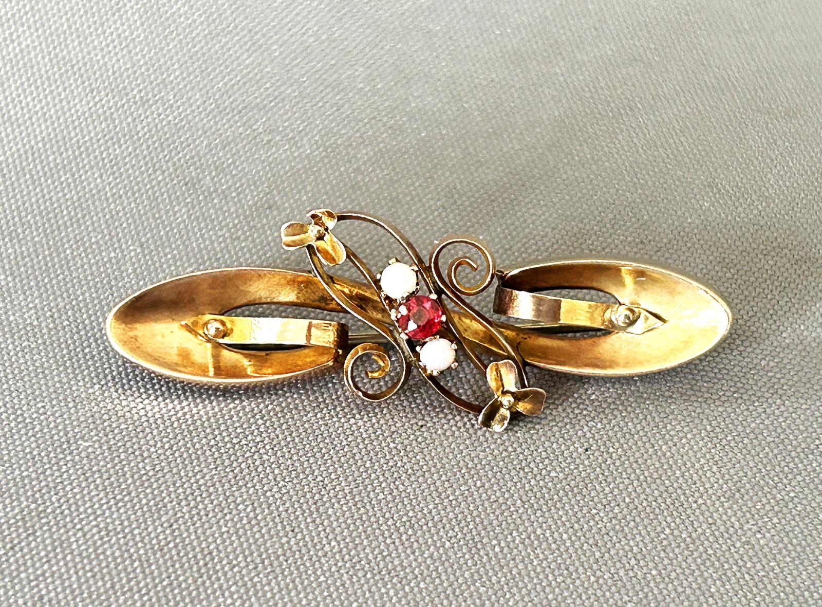 9ct Gold Chester Opal and Ruby Brooch (1 of 6)