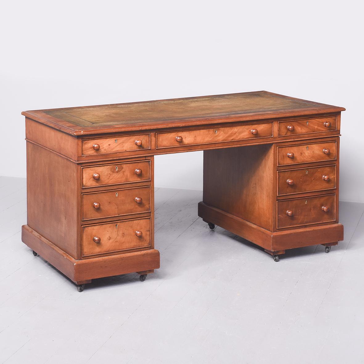 Victorian Mahogany Pedestal Desk (1 of 8)
