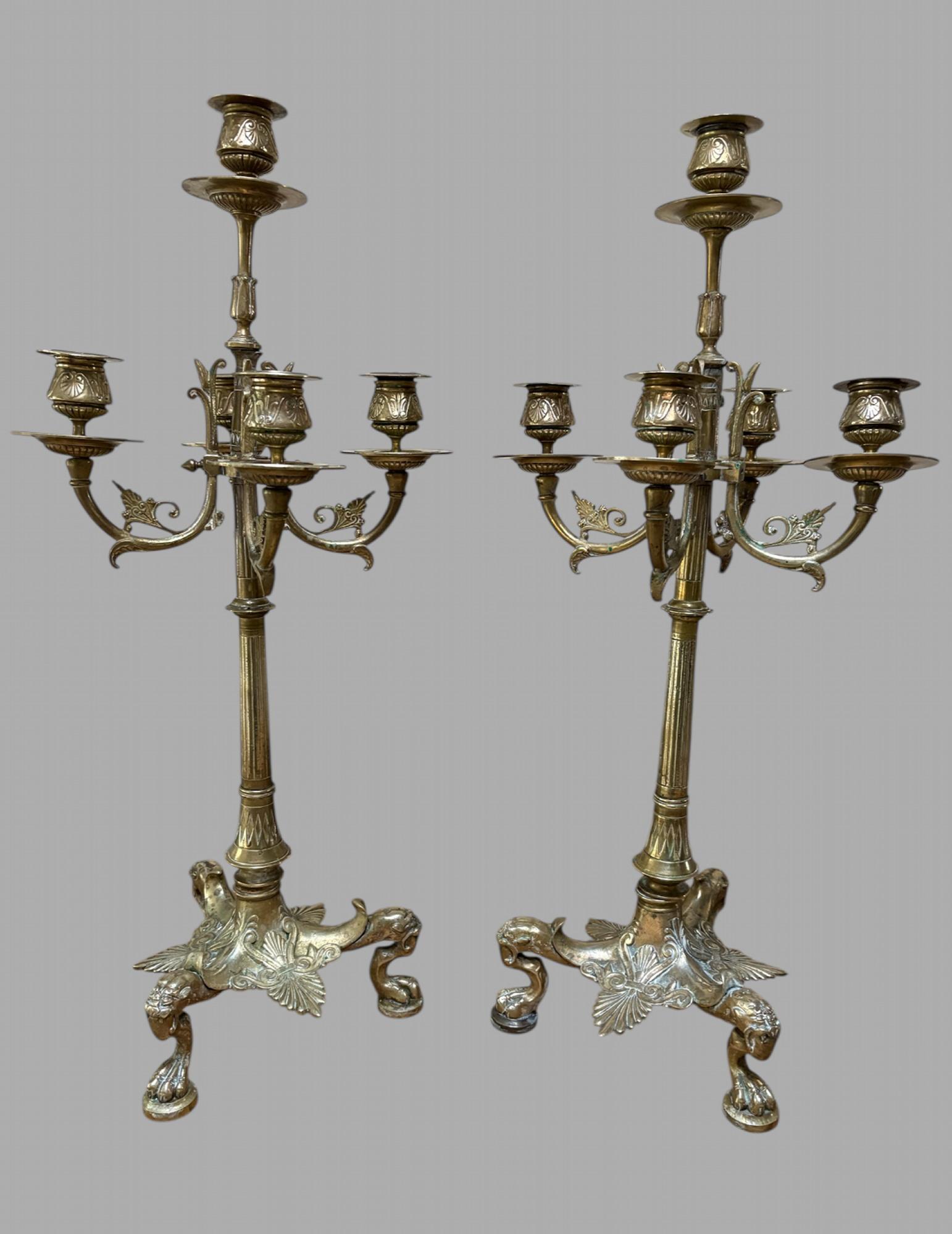 Pair of Attractive Brass French Candelabra (1 of 8)