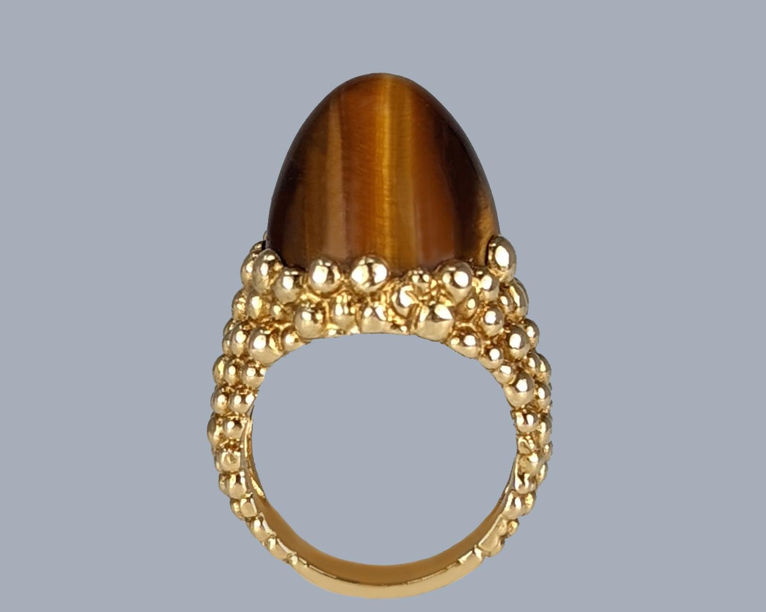 Vintage Kutchinsky 18ct Gold Tiger’s Eye Ring – London 1970/1971 Designer Statement Ring (1 of 14)