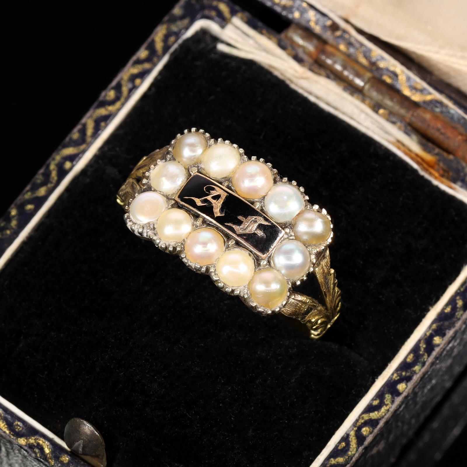 The Antique Victorian A.f Pearl Mourning Ring (1 of 7)