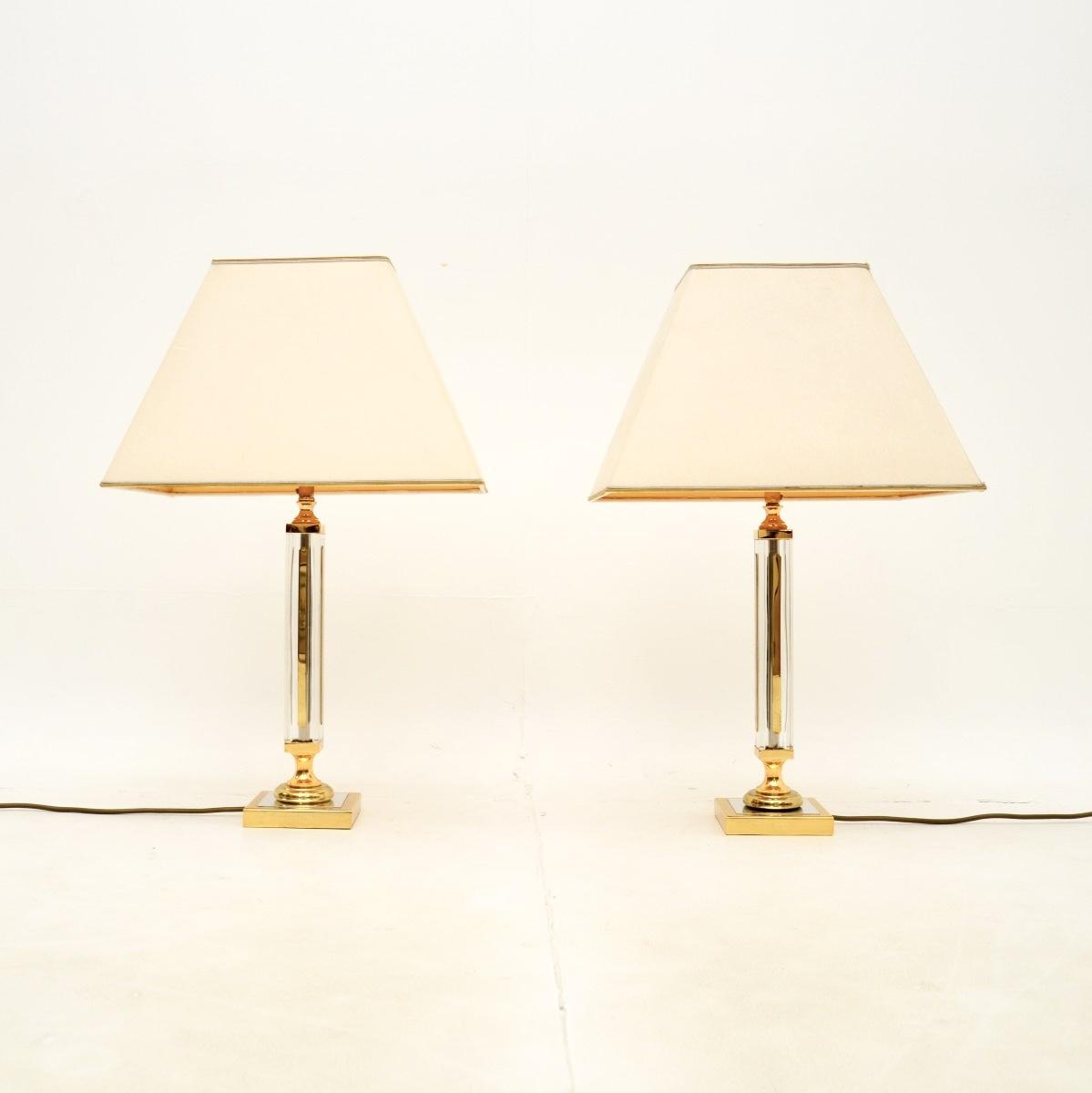Pair of Vintage Brass & Glass Table Lamps (1 of 7)