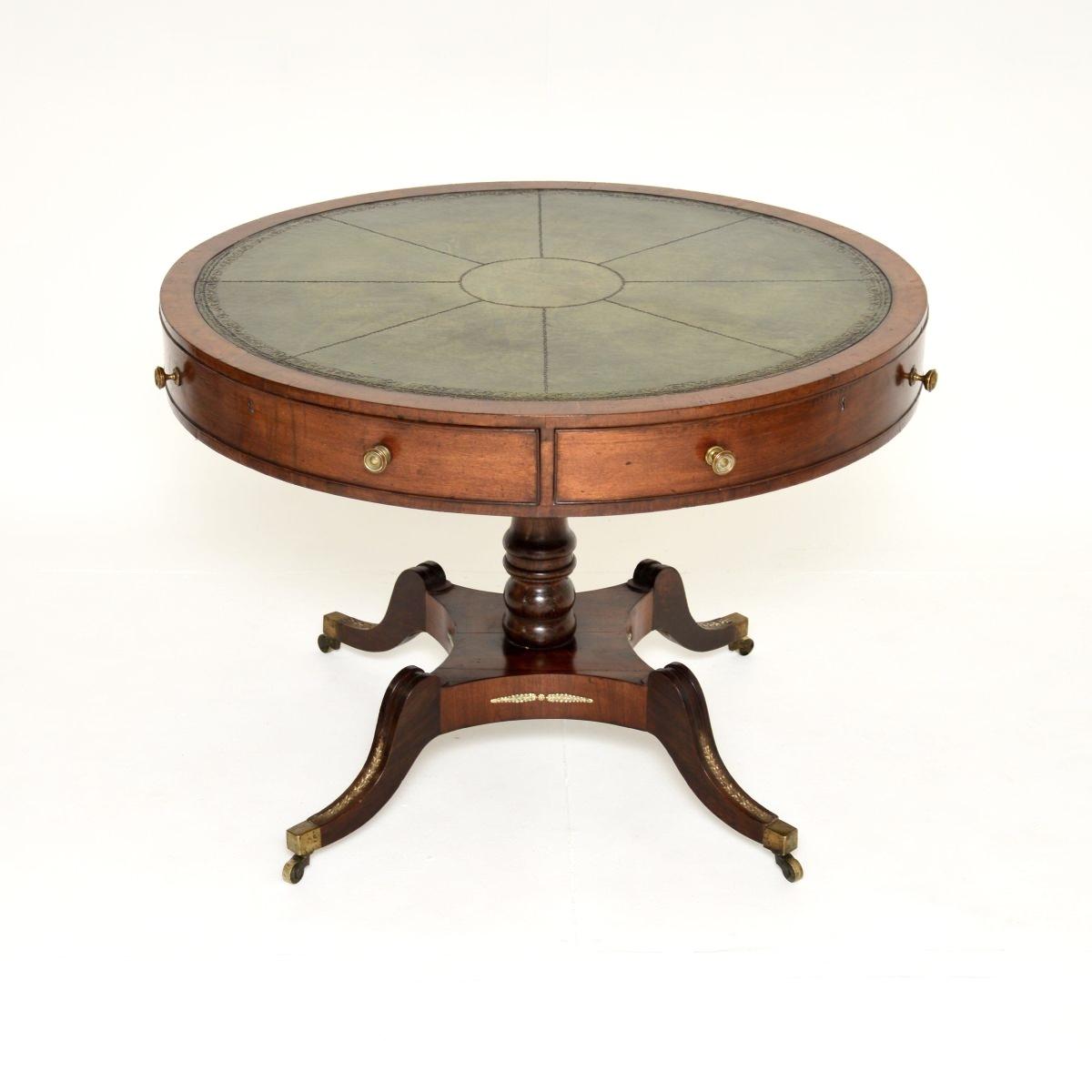 Antique Regency Period Mahogany Leather Top Drum Table (1 of 12) Antique Regency Period Mahogany Leather Top Drum Table (1 of 12)