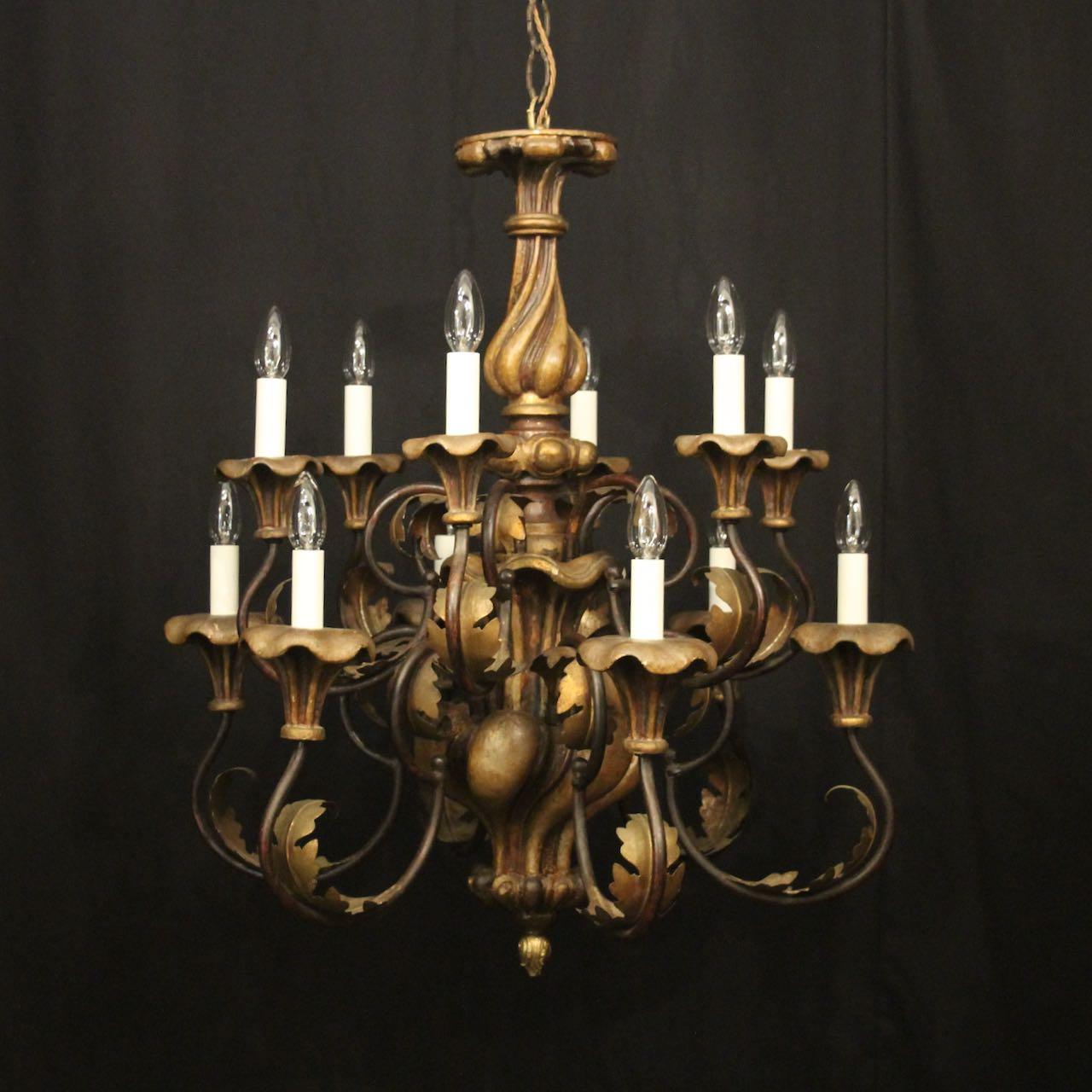 Florentine 12 Light Giltwood Antique Chandelier (1 of 10)