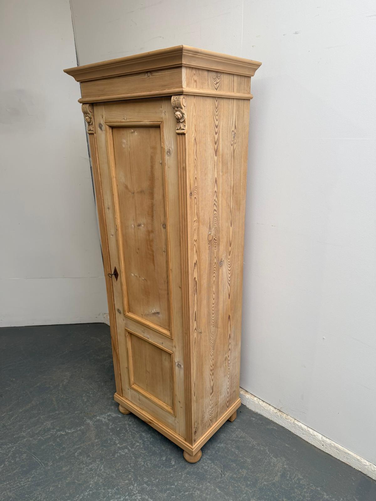 A Cracking Tall Thin Antique /old Pine 1 Door Storage Cupboard to Wax/paint (1 of 10)