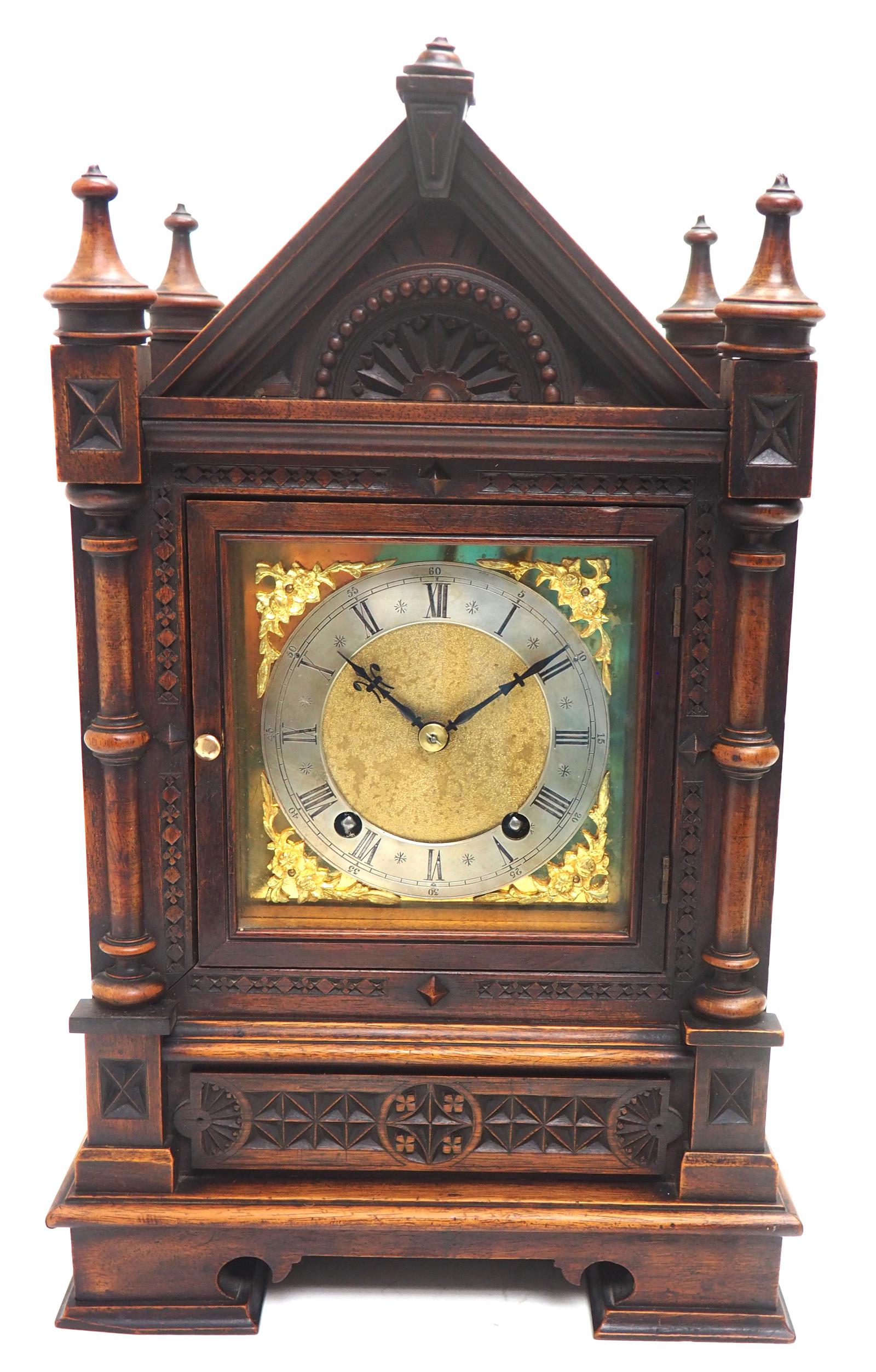 Great Antique Solid Walnut 8-day Mantel Clock Ting Tang Striking Bracket Clock by W&H (1 of 10)