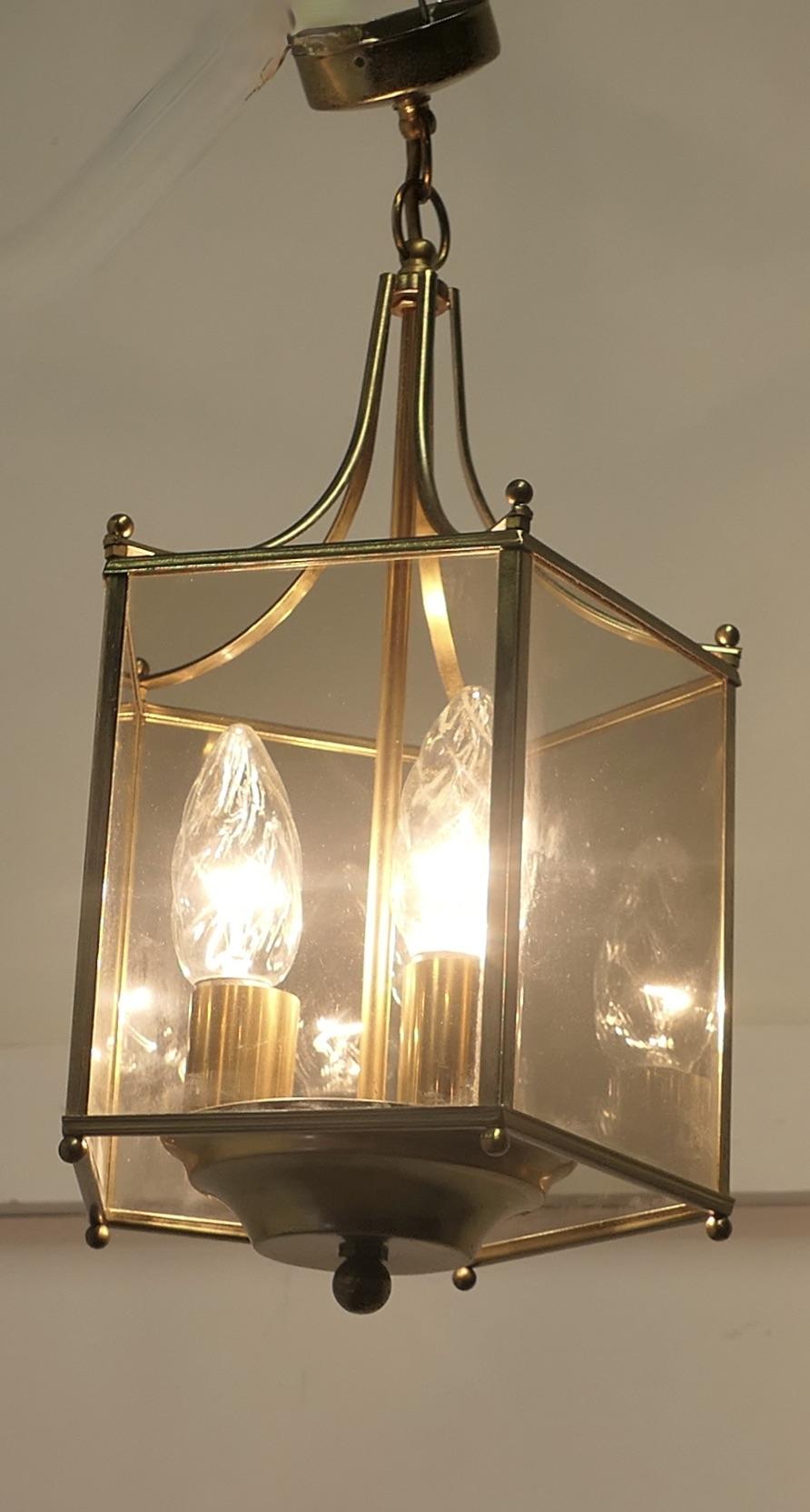 Superb Quality Pair of Art Deco Style Brass & Glass Lanterns (1 of 8)