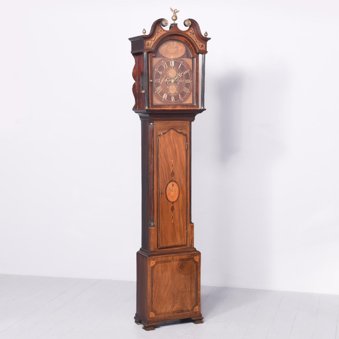 Inlaid Mahogany-faced Scottish Georgian Grandfather Clock in Excellent Condition (1 of 9)