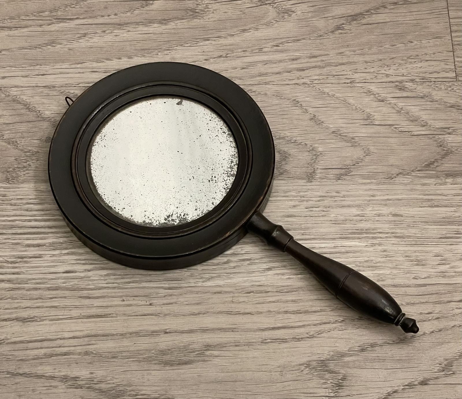 Regency Ebonised Hand Held Double Sided Mirror with Original Plate (1 of 6)