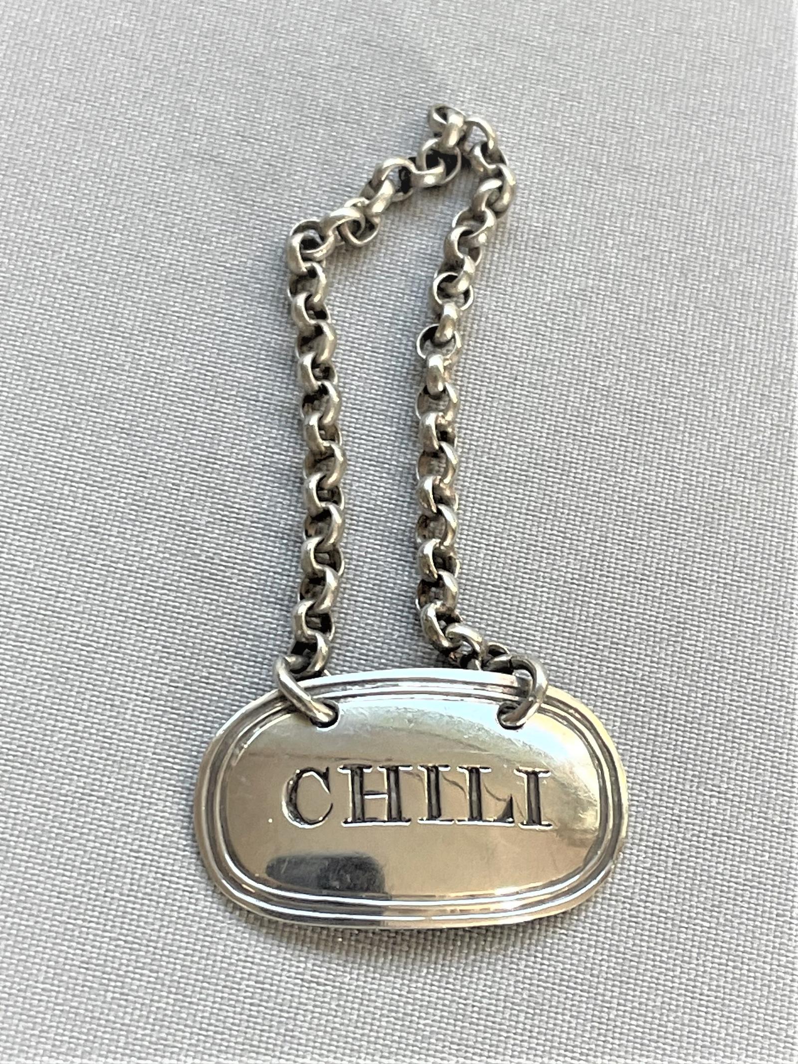 Rare Victorian Silver 'Chili' Label (1 of 4) Rare Victorian Silver 'Chili' Label (1 of 4)