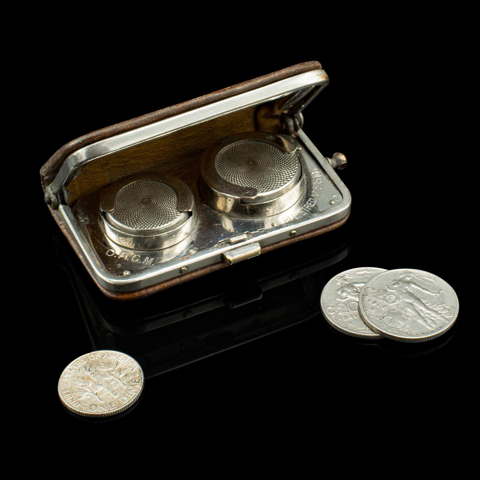 Antique Gentleman's Money Clip, German, Leather, Pocket Coin Holder, Edwardian (1 of 10)