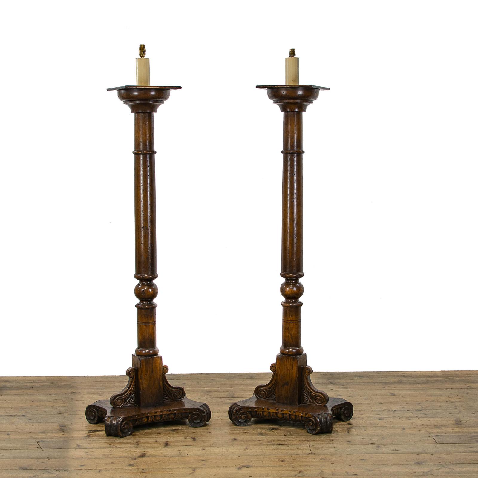 Pair of Antique Carved Oak Lamps (1 of 10) Pair of Antique Carved Oak Lamps (1 of 10)