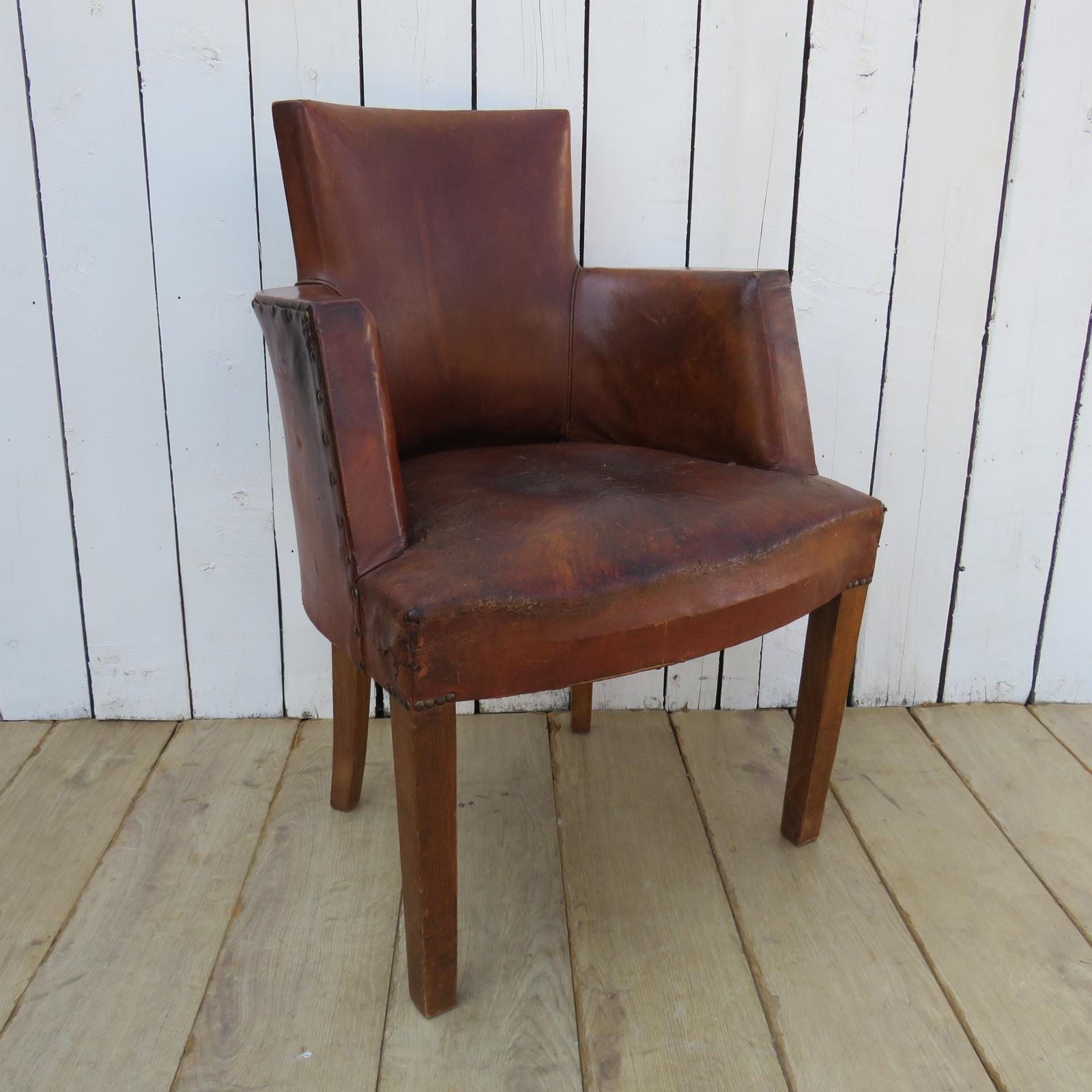 Art Deco French Leather Armchair (1 of 12)