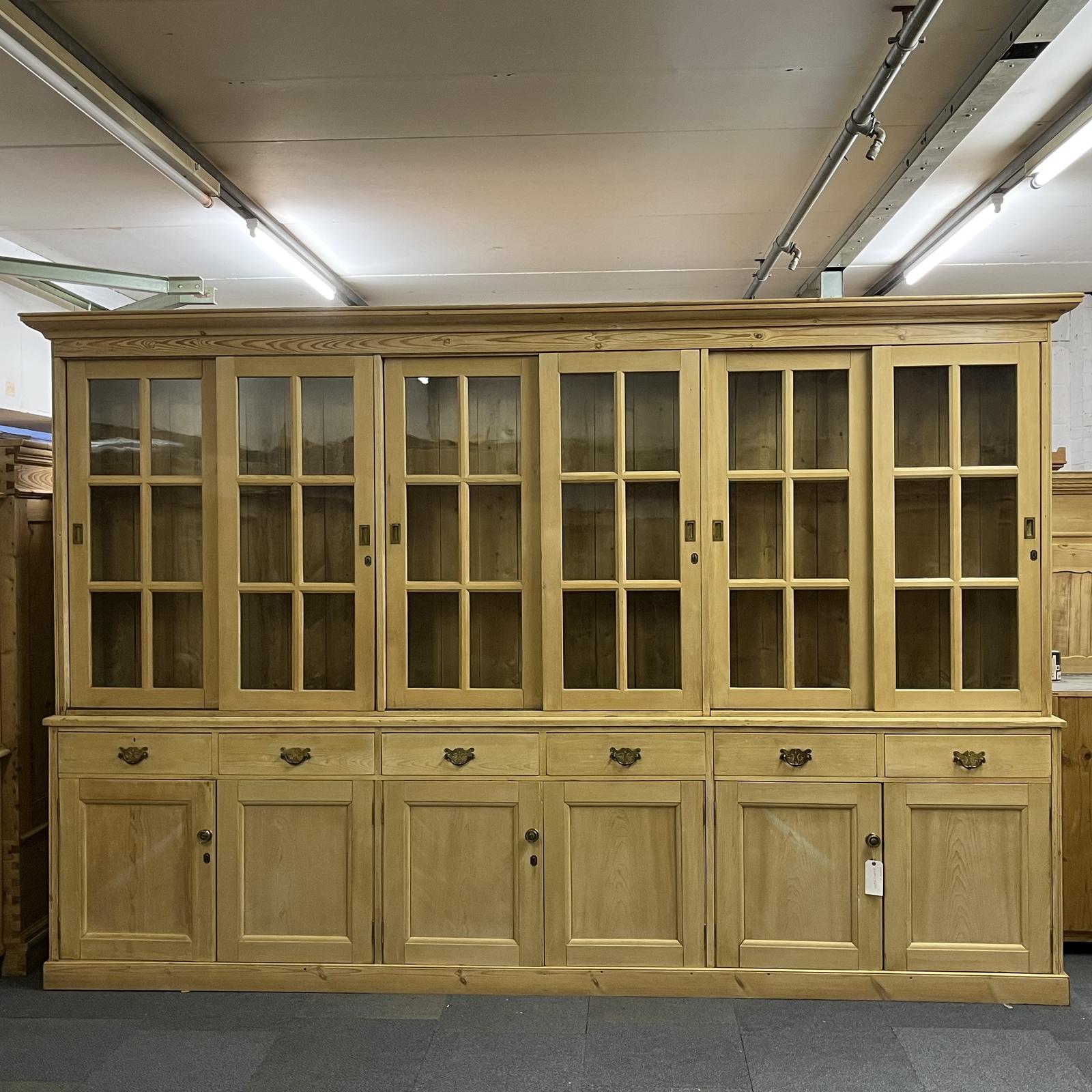 Very Large Victorian Pine Display Dresser with Sliding Door Cabinets (1 of 16) Very Large Victorian Pine Display Dresser with Sliding Door Cabinets (1 of 16)