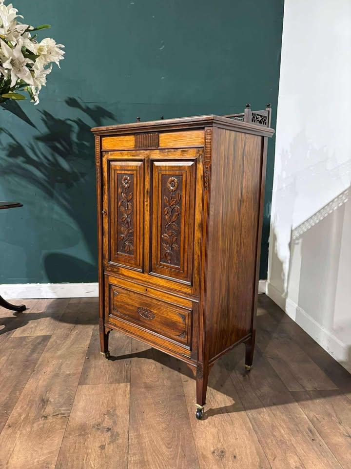 Victorian Rosewood Music Cabinet with Carved Floral Detail (1 of 18) Victorian Rosewood Music Cabinet with Carved Floral Detail (1 of 18)