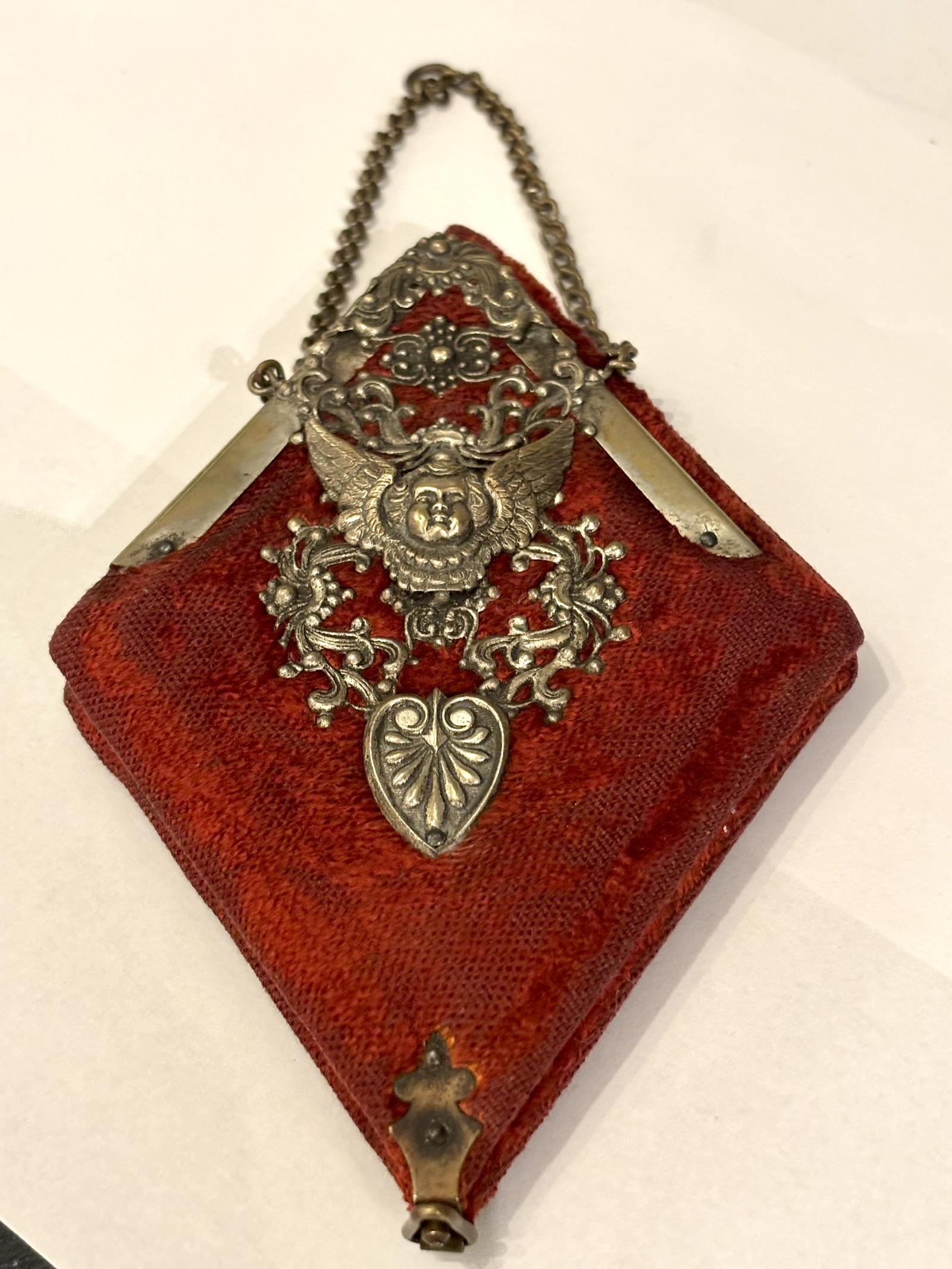 Antique Victorian Red Velvet & Cupid Design Aide Memoire Notebook for Chatelaine (1 of 12)