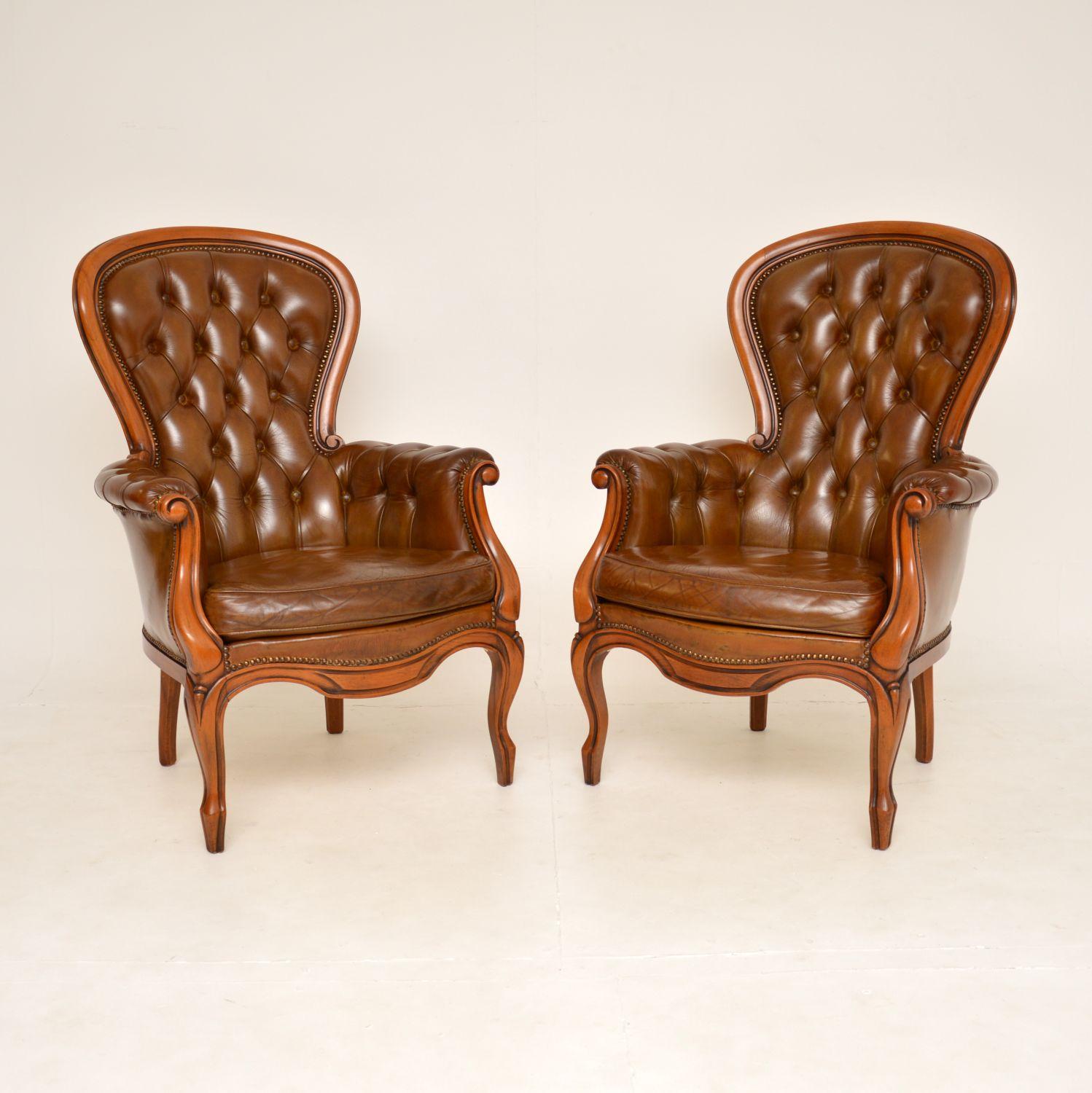 Pair of Deep Buttoned Leather Armchairs (1 of 9) Pair of Deep Buttoned Leather Armchairs (1 of 9)