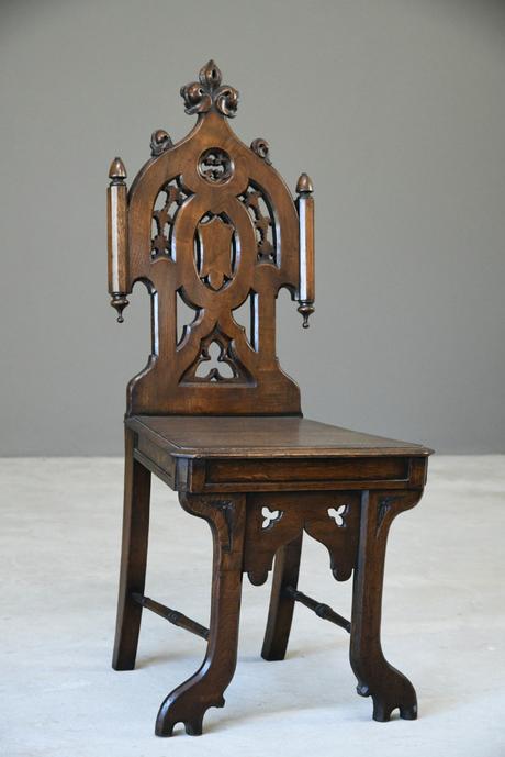 Victorian Gothic Revival Oak Hall Chair (1 of 12) Victorian Gothic Revival Oak Hall Chair (1 of 12)