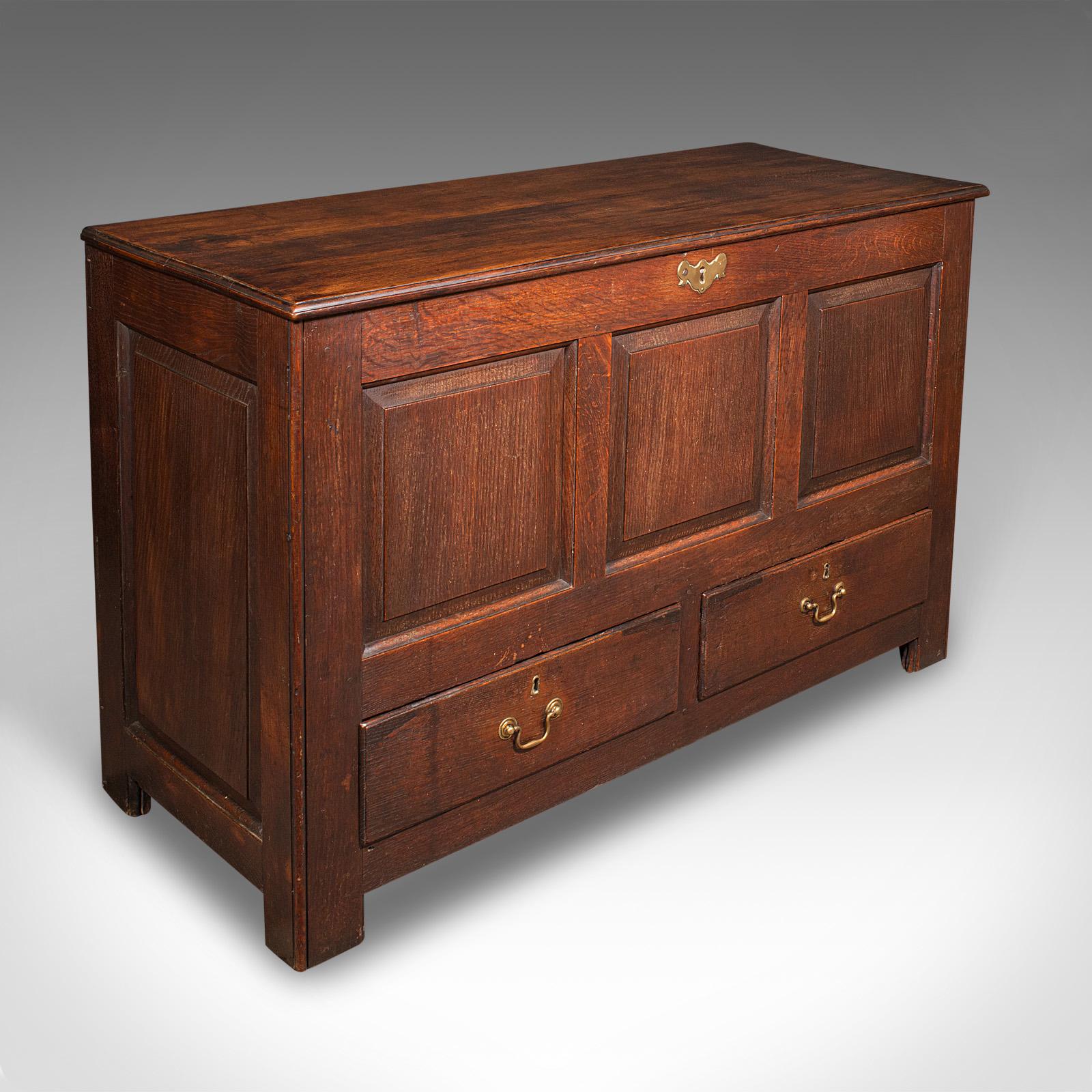 Large Antique 3 Panel Mule Chest, English Oak, Storage Trunk - Georgian c.1770 (1 of 11)