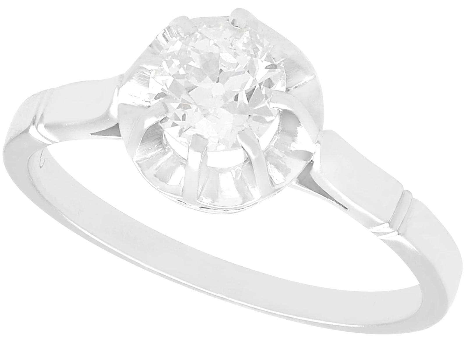 Antique French 0.53ct Diamond & Platinum Solitaire Ring c.1920 (1 of 11)