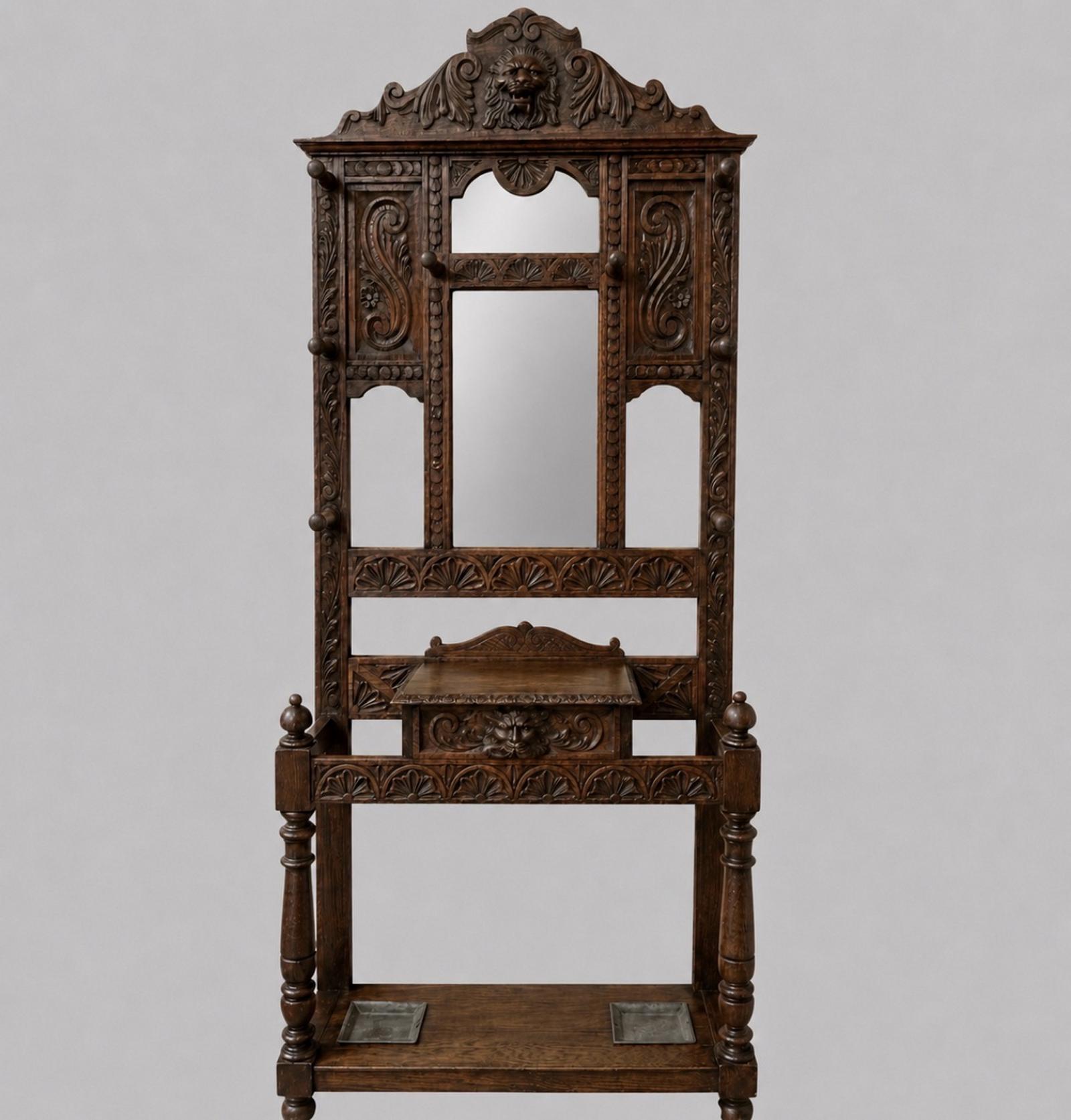 Large Green Man Carved Oak Hall Stand with Mirror (1 of 11) Large Green Man Carved Oak Hall Stand with Mirror (1 of 11)