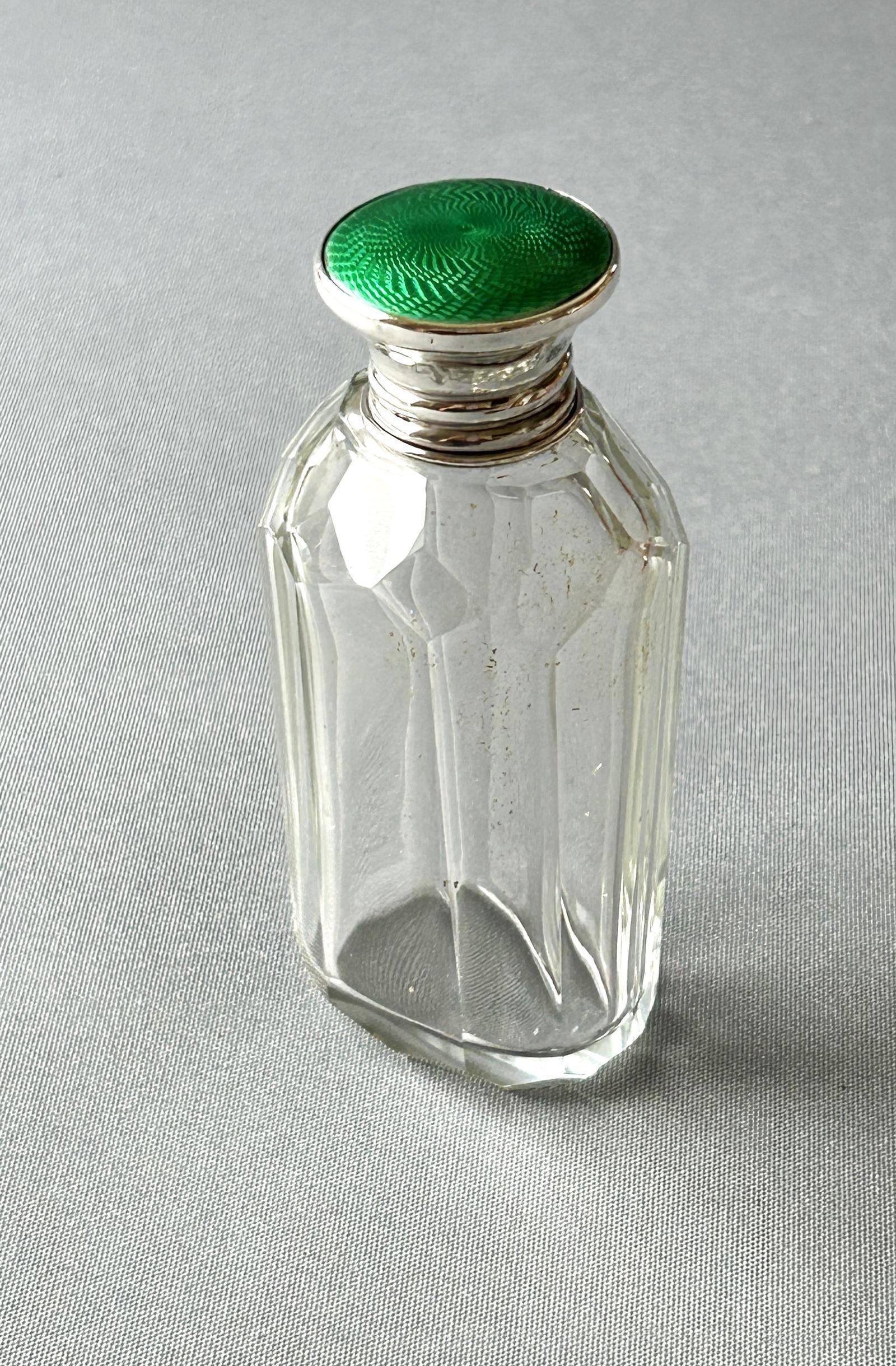 Fine Art Deco Silver & Guilloche Enamel Mounted Cologne Bottle (1 of 5)