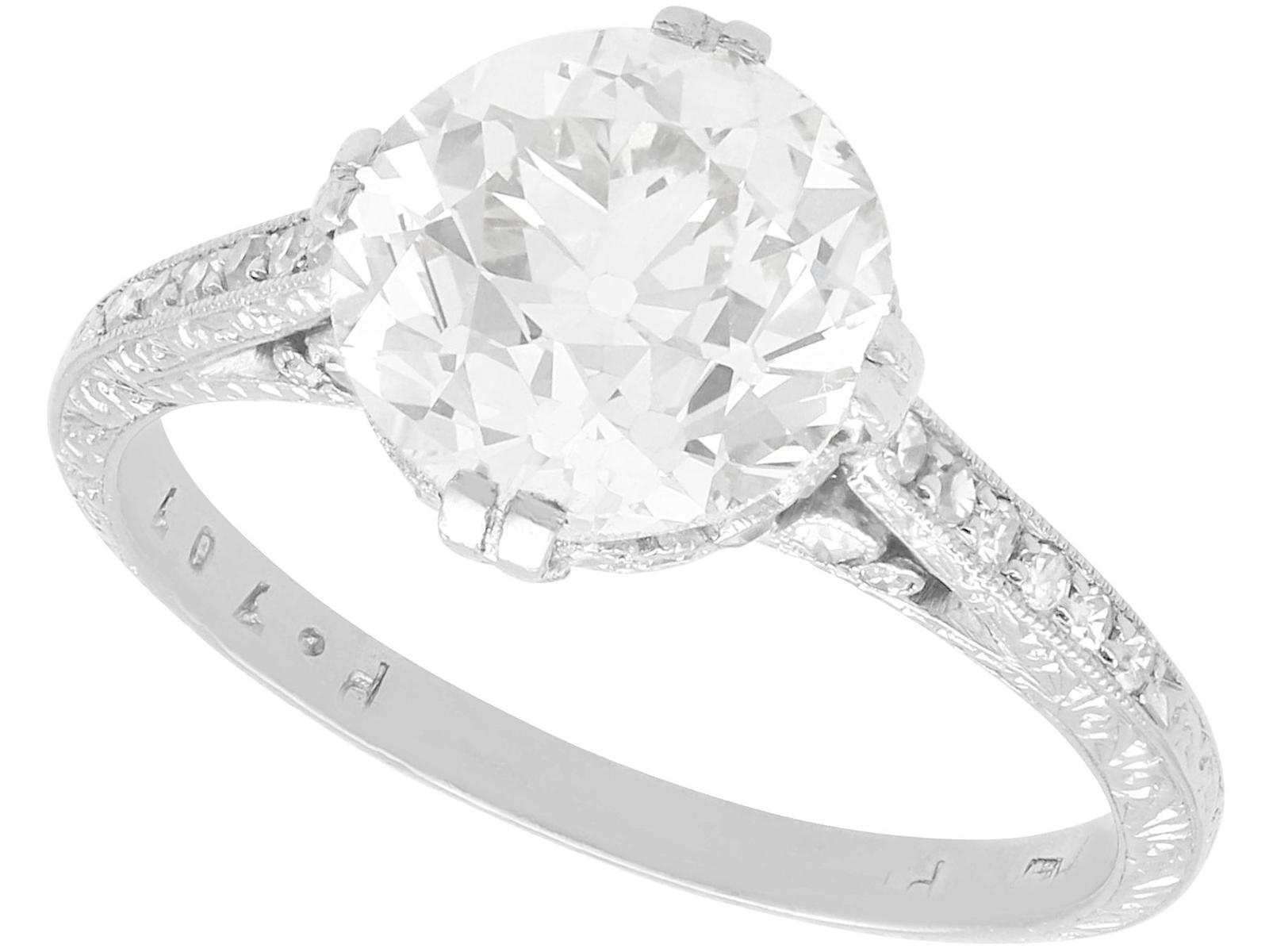 Antique 3.31 Carat Diamond and Platinum Solitaire Engagement Ring (1 of 11)