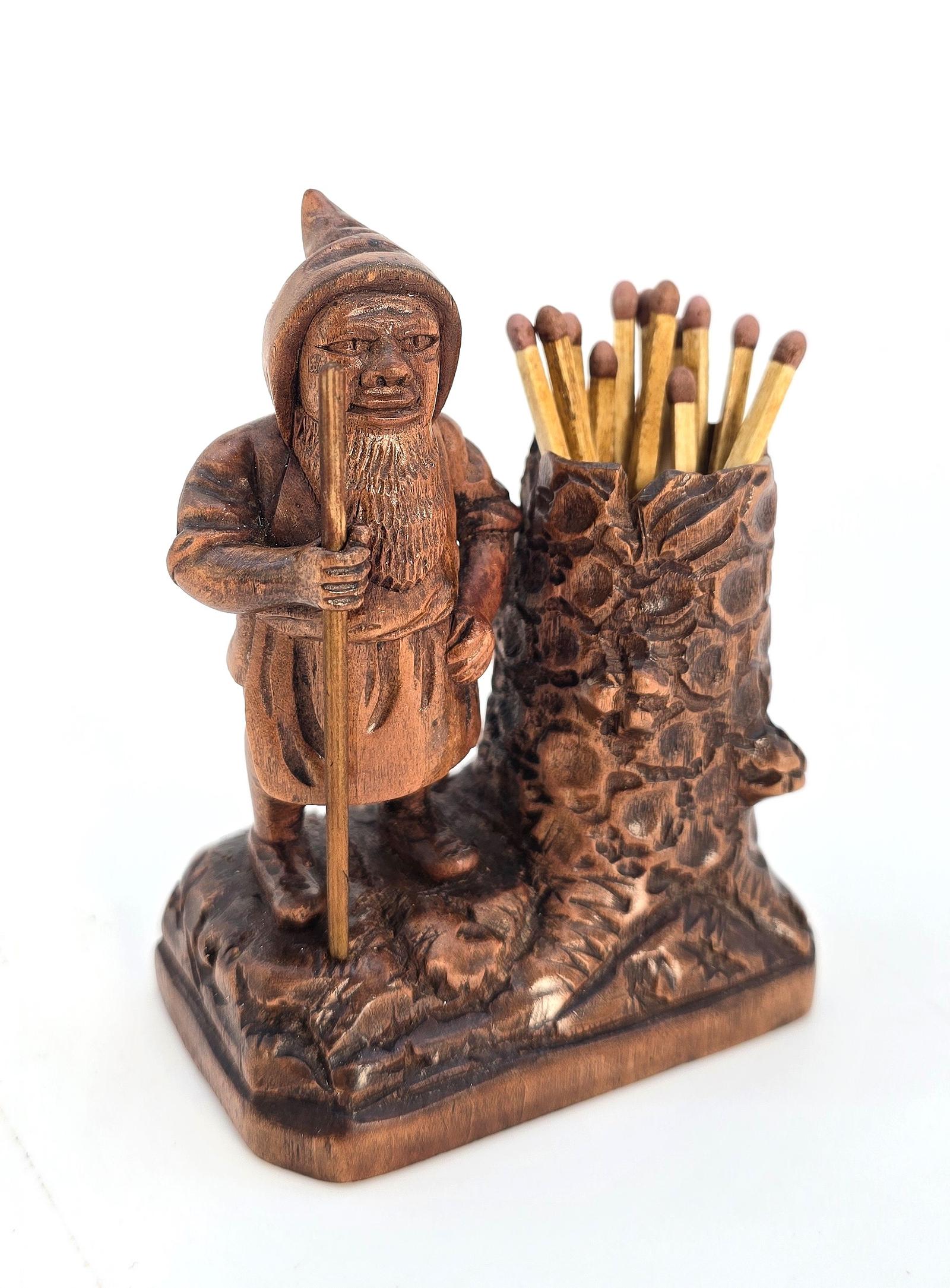 Black Forest Carved Gnome Matchstick Holder-striker c.1900 (1 of 20)