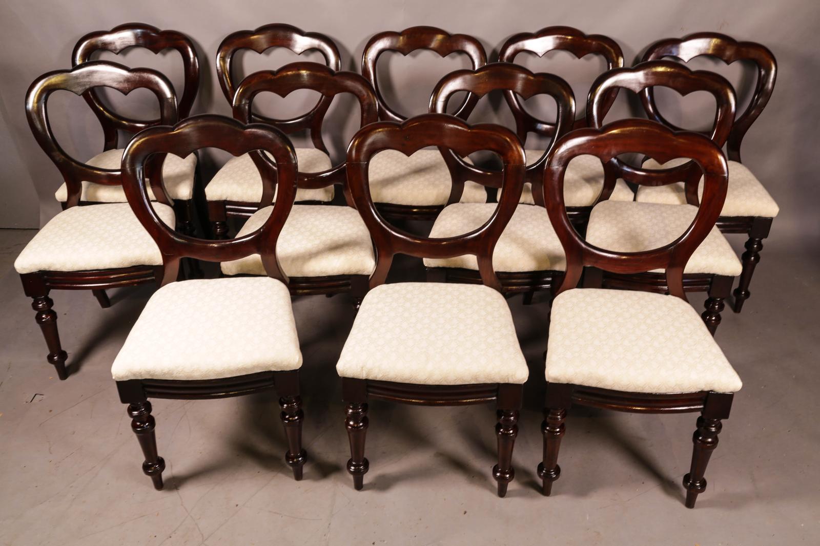 Set of 12 Victorian Mahogany Balloon Back Dining Chairs 1860 (1 of 13) Set of 12 Victorian Mahogany Balloon Back Dining Chairs 1860 (1 of 13)