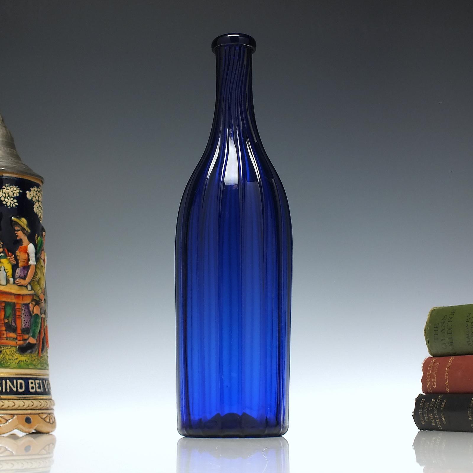 19th Century Victorian Blue Glass Serving Bottle c.1850 (1 of 5)