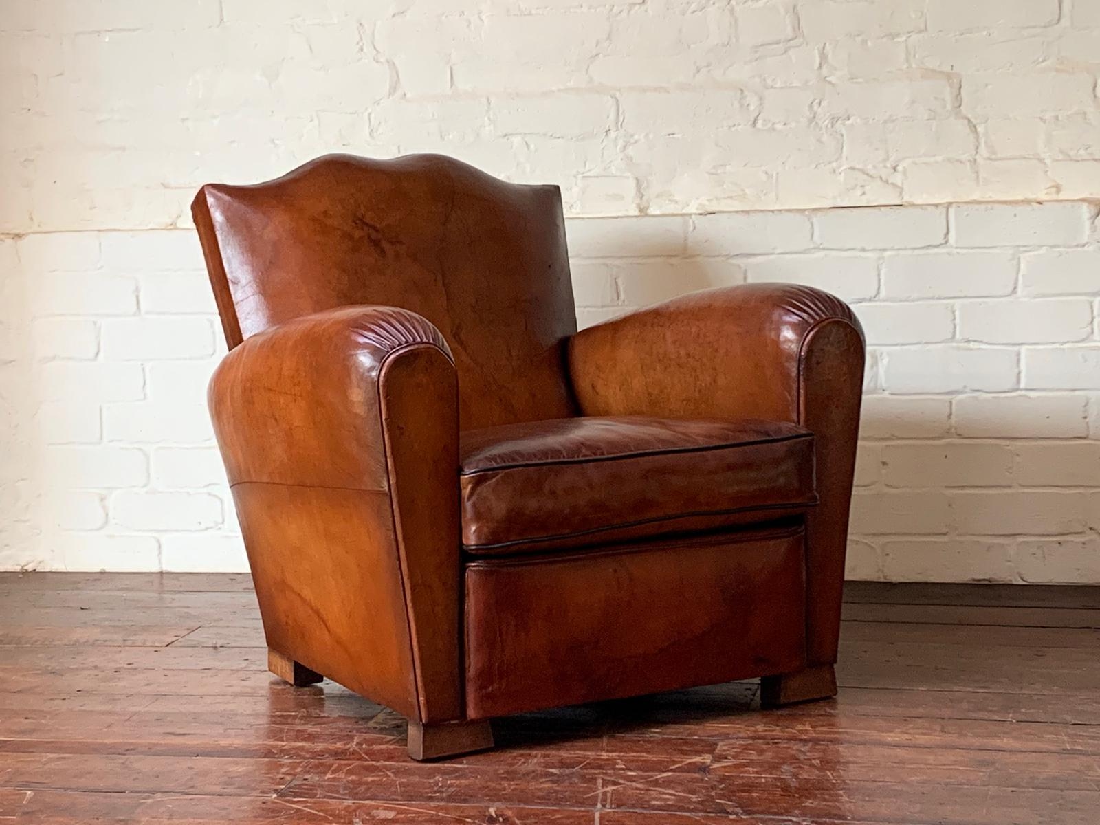 A Beautiful French Leather Club Chair, Caramel Moustache Model, Circa 1940’s (1 of 13) A Beautiful French Leather Club Chair, Caramel Moustache Model, Circa 1940’s (1 of 13)