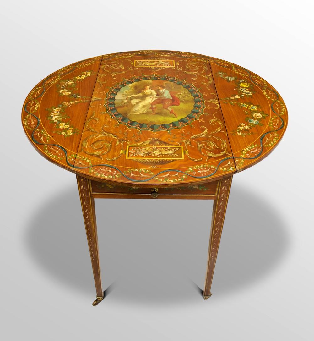 Mahogany Neo Classical Painted Pembroke Table Label Druce & Co (1 of 5)