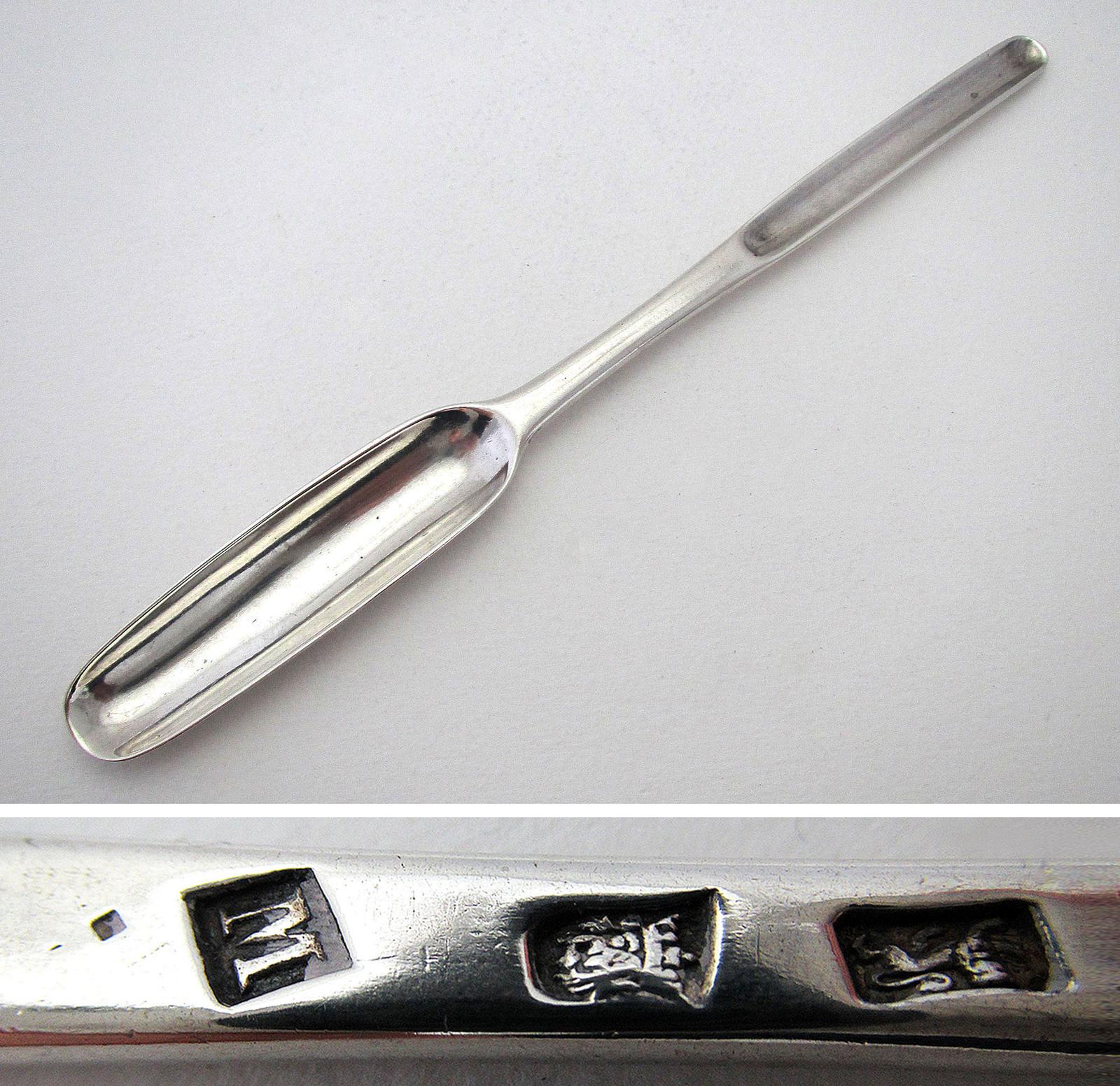 Antique George II (1727) Solid Sterling Silver English Georgian Marrow Scoop, Early 18th-century, Joseph Smith (1 of 9) Antique George II (1727) Solid Sterling Silver English Georgian Marrow Scoop, Early 18th-century, Joseph Smith (1 of 9)