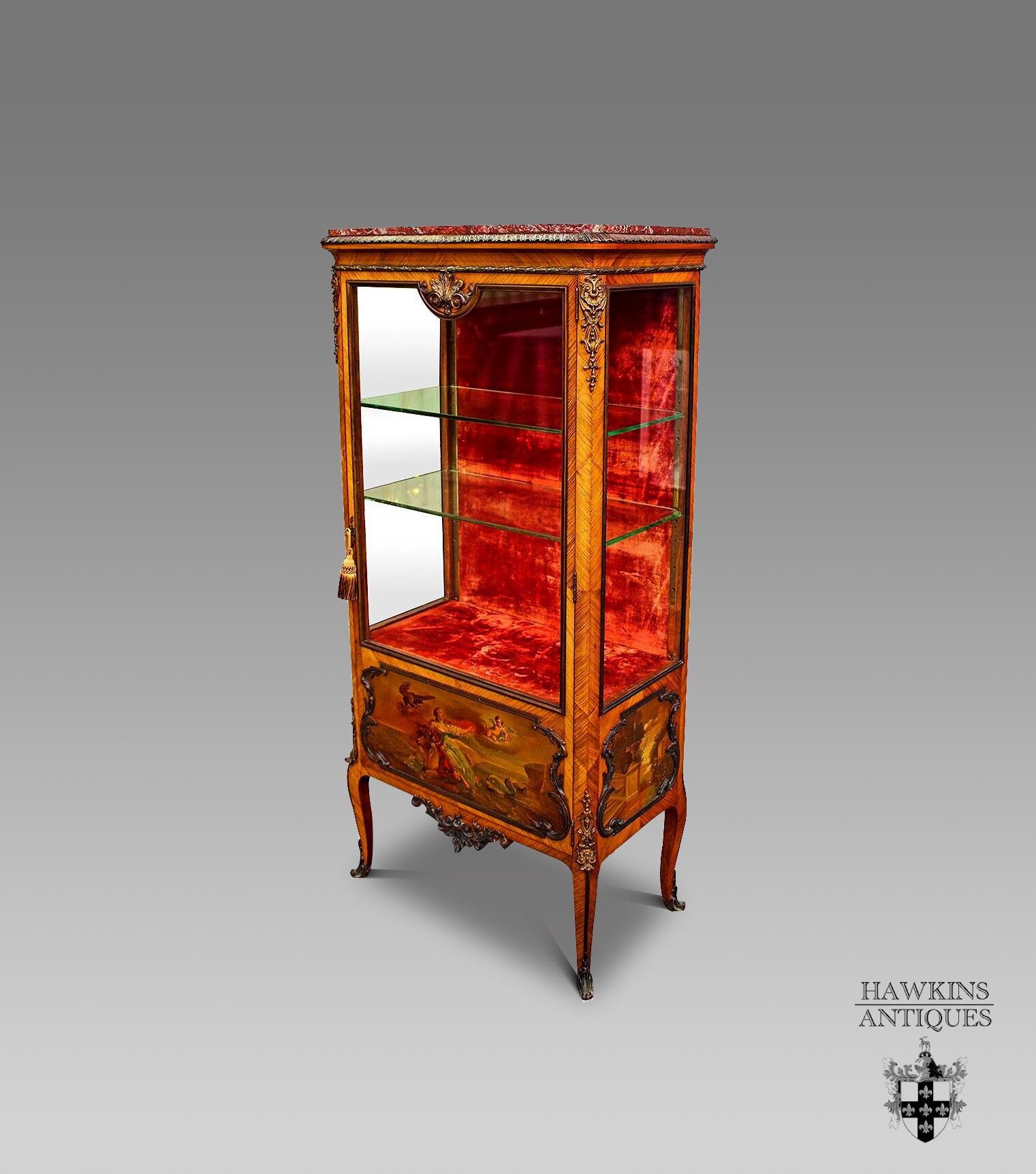 19th Century Kingwood Vernis Martin Vitrine Cabinet Signed V.Gossens (1 of 10)
