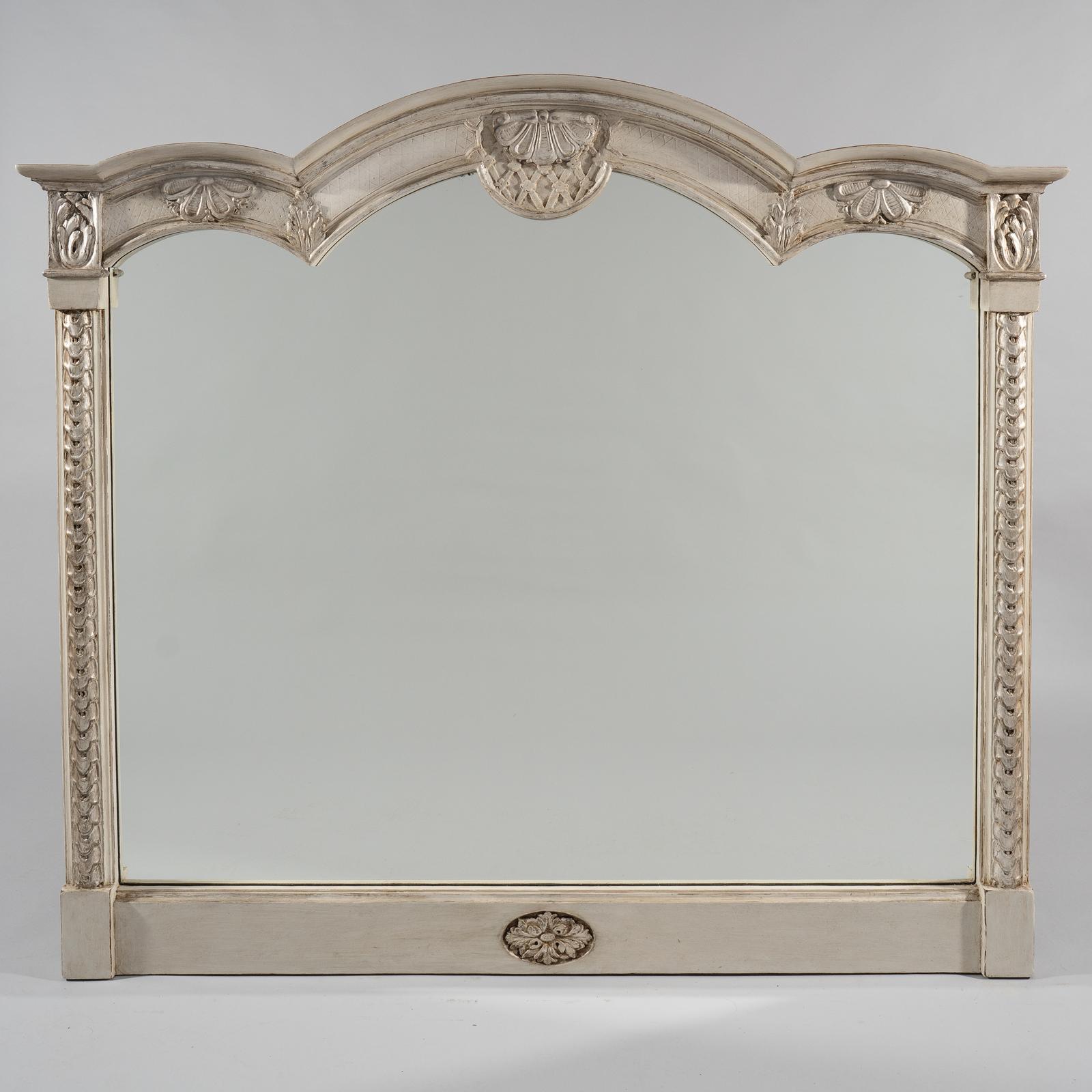Large 19th Century English Painted & Silvered Overmantle Mirror (1 of 8)