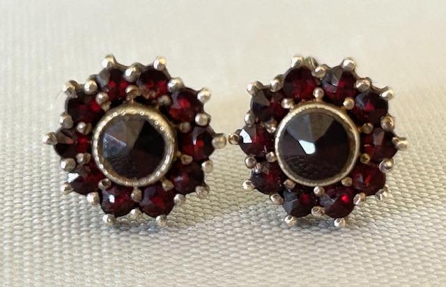 Pair of French Silver Gilt & Garnet Stud Earrings (1 of 6)