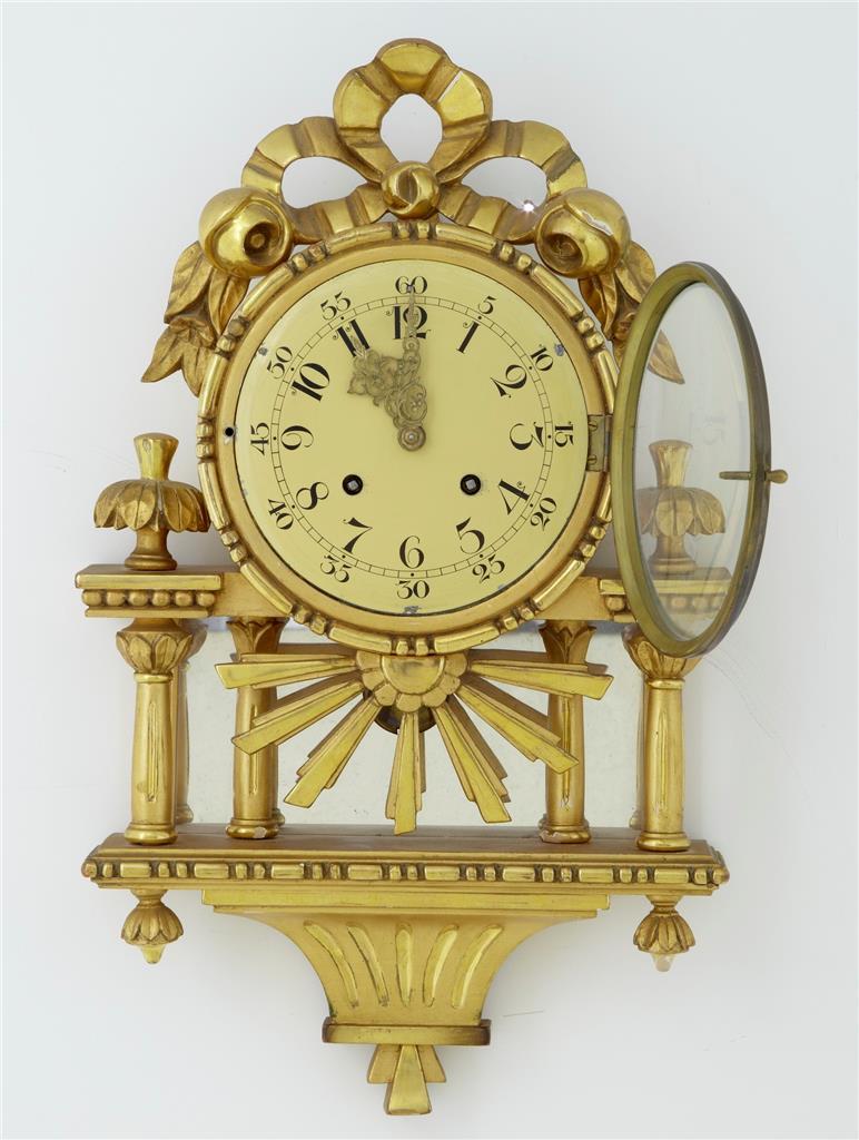 20th Century Swedish Gilt Carved Wood Wall Clock (1 of 6)
